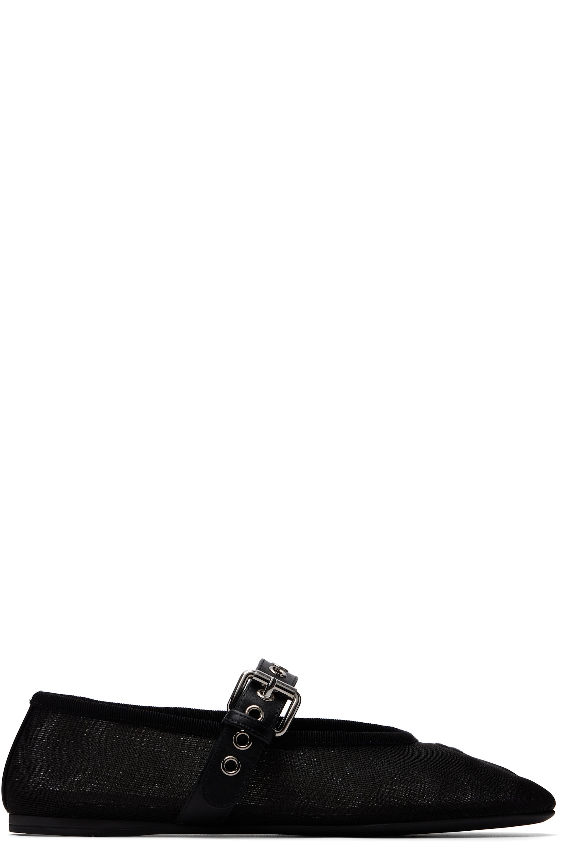 Miu Miu - Black Mesh Fabric Ballerina Flats