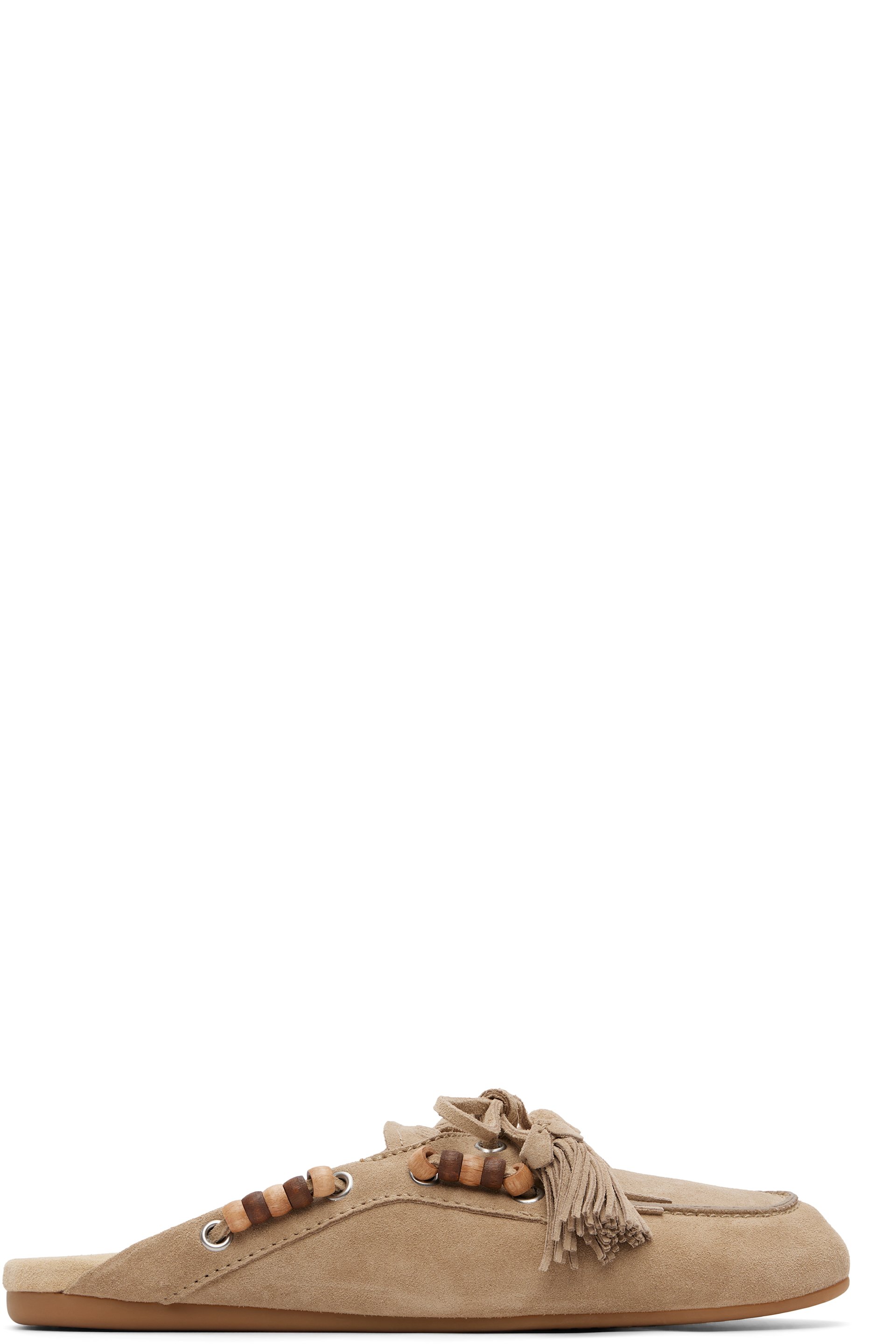 Miu Miu - Khaki Suede Deck Mule Loafers