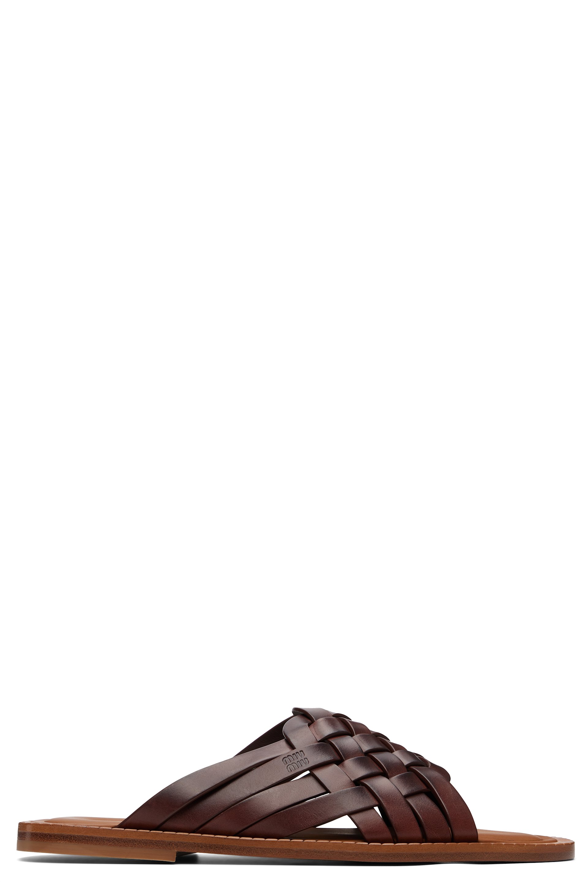 Miu Miu - Brown Leather Slide Sandals