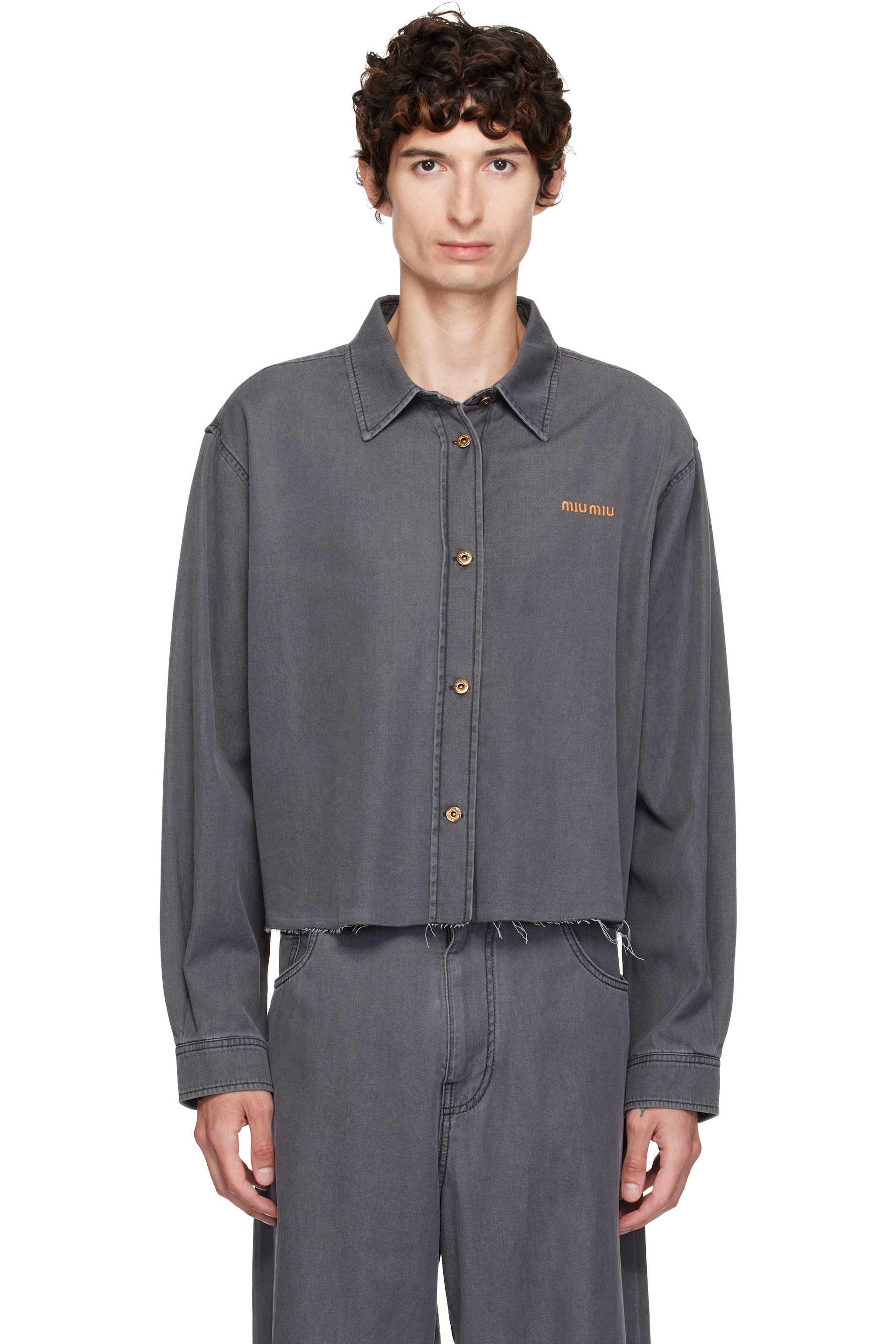 Miu Miu - Chemise grise en chambray