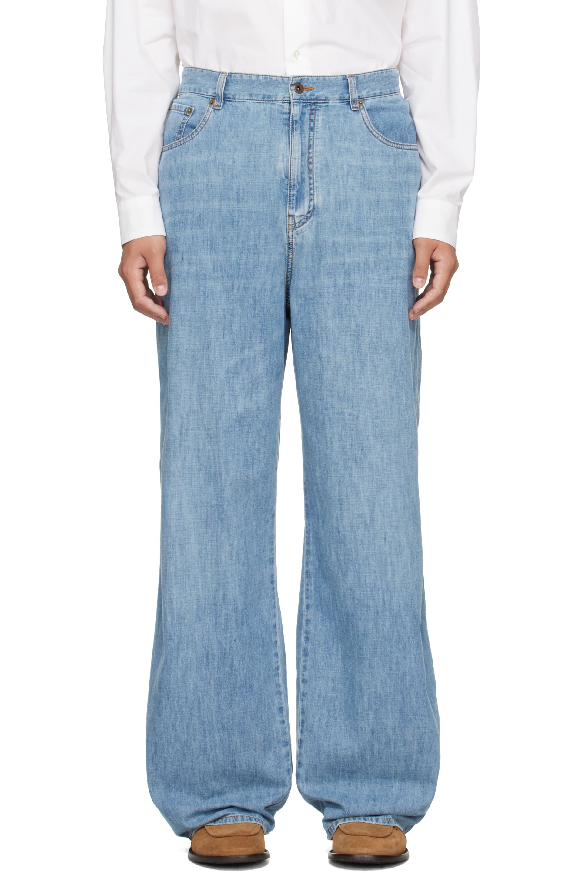 Miu Miu - Pantalon bleu en chambray