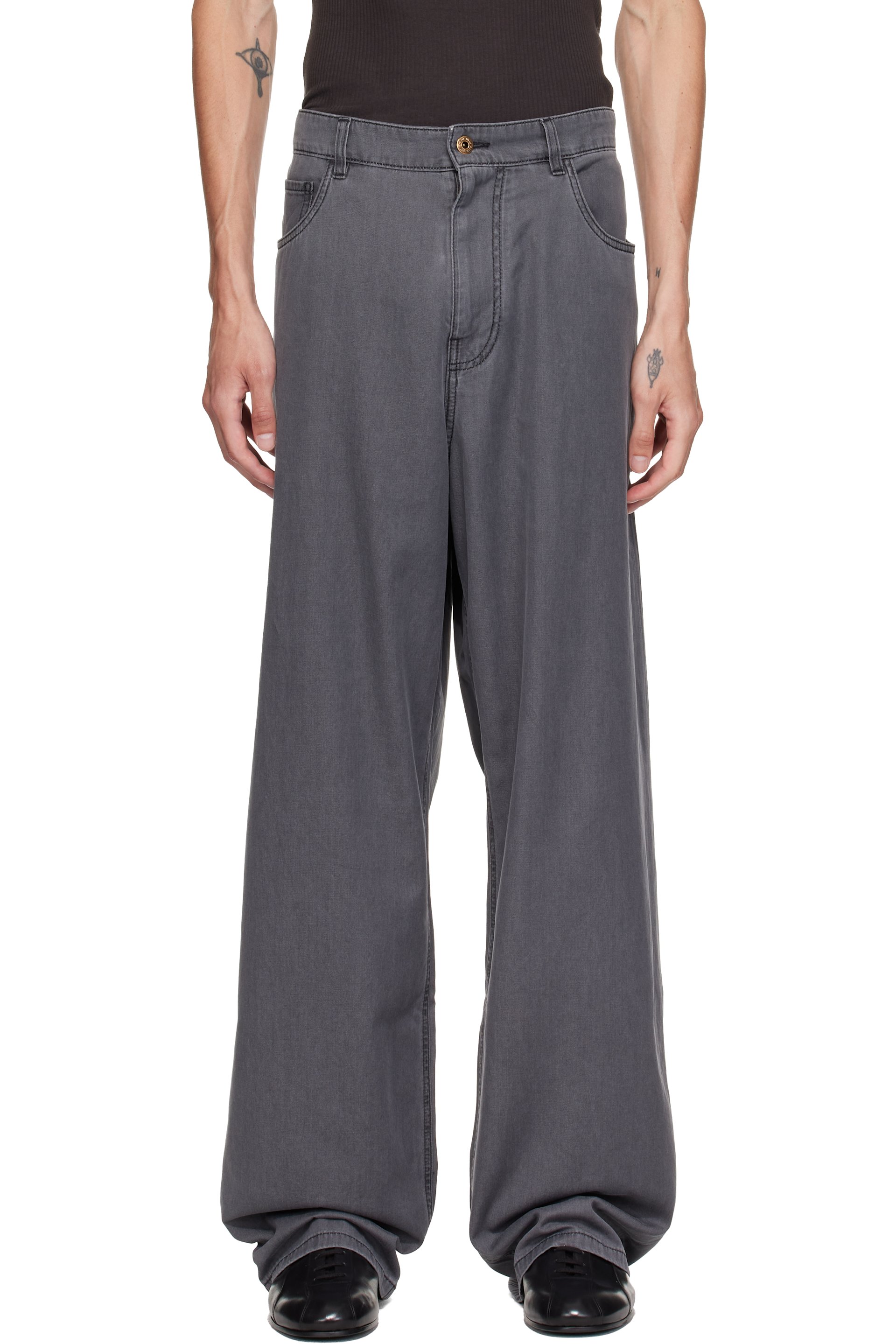 Miu Miu - Jean gris en chambray à cinq poches