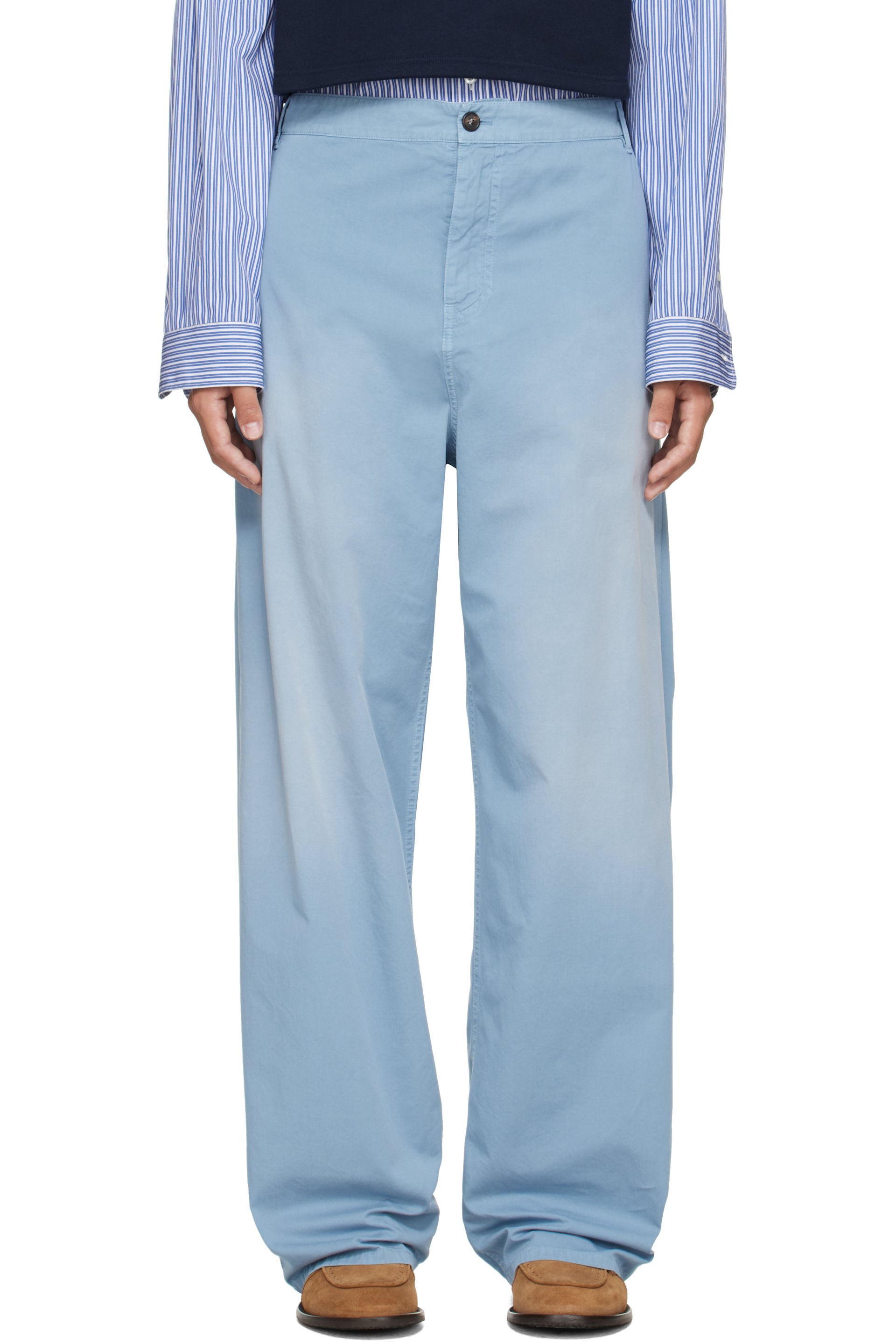 Miu Miu - Pantalon bleu en sergé à effet délavé