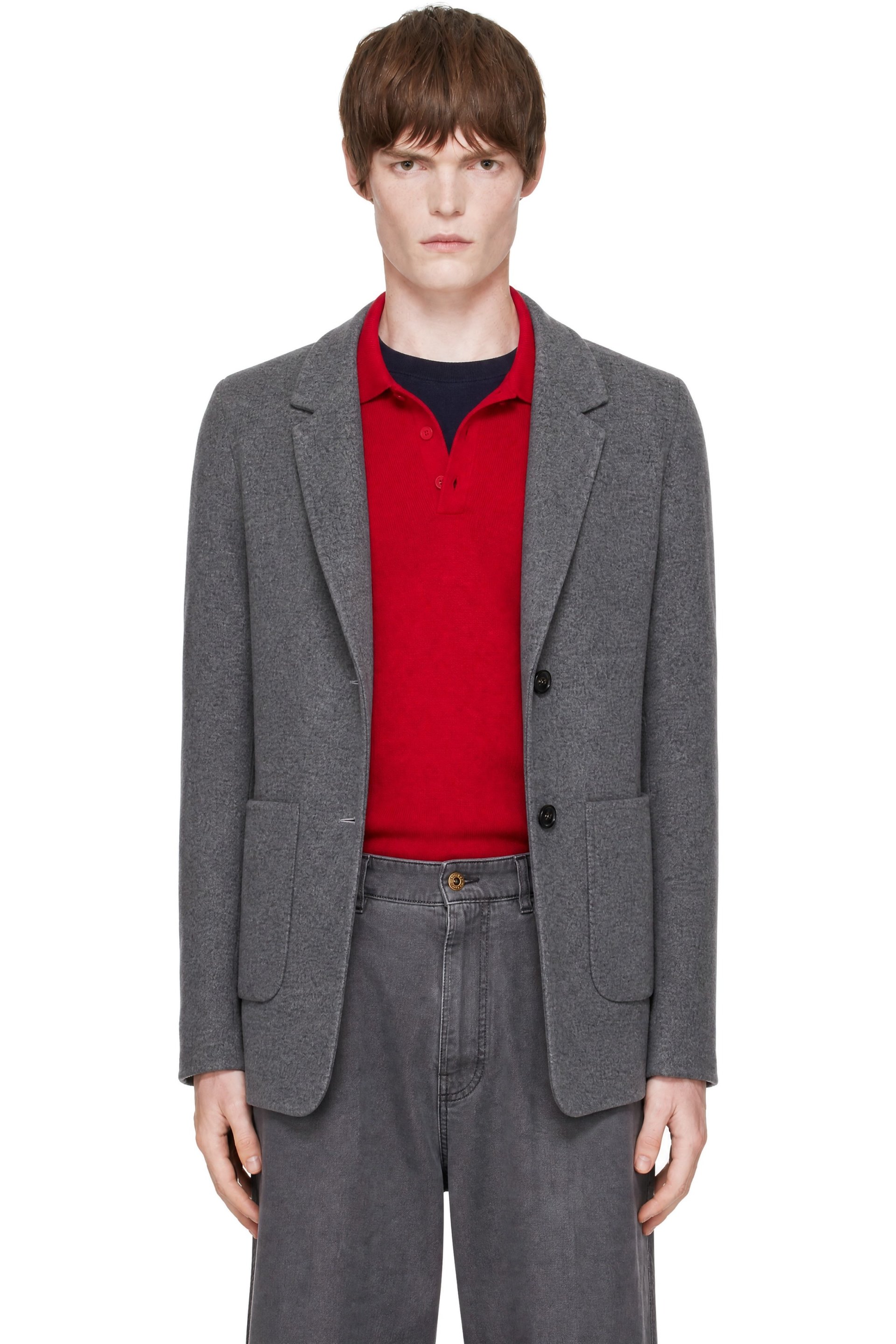 Miu Miu - Gray Single-Breasted Double Wool Blazer