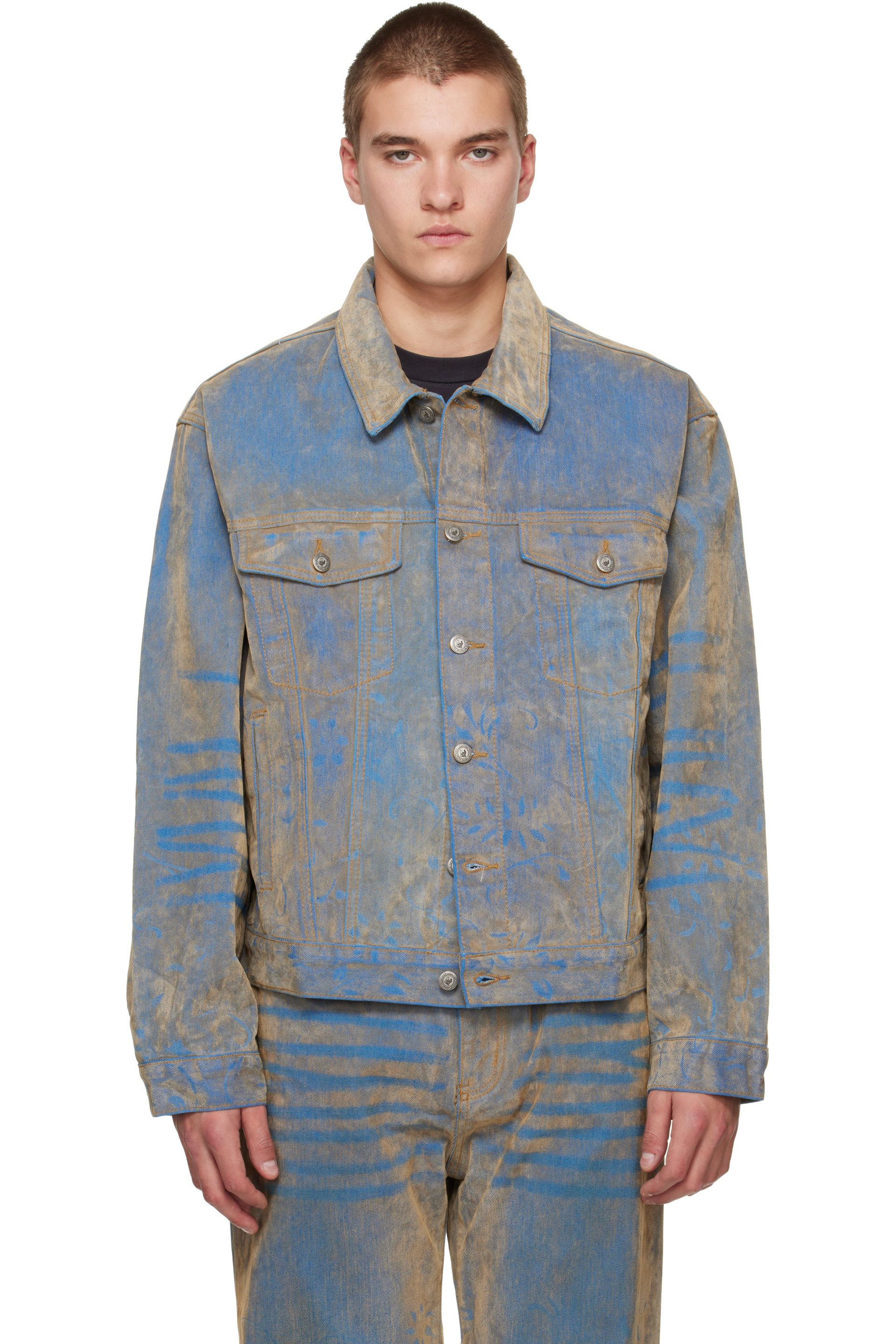 KidSuper - Blue Flocked Work Denim Jacket