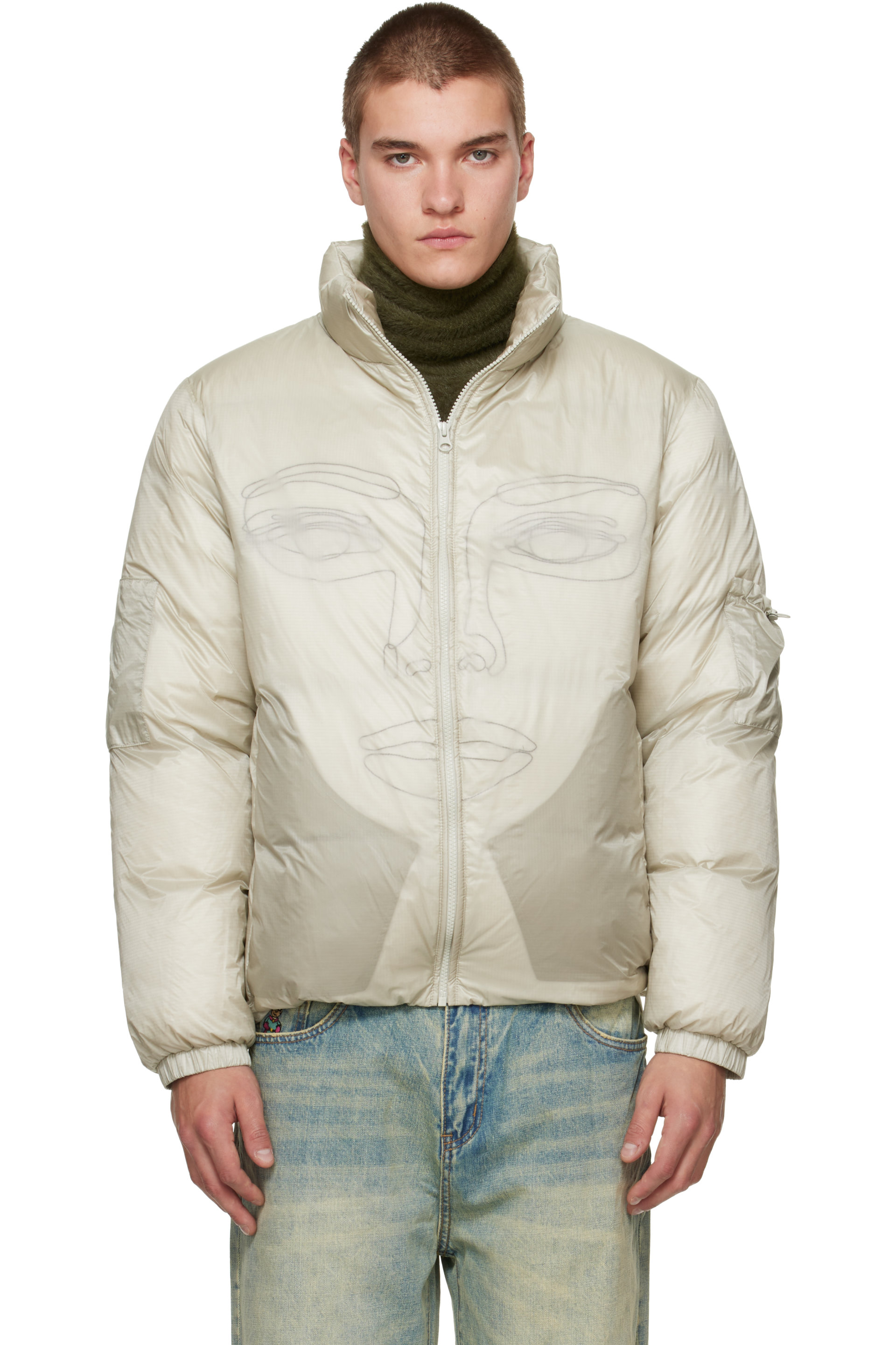 KidSuper - Green 'Translucent Face' Down Jacket
