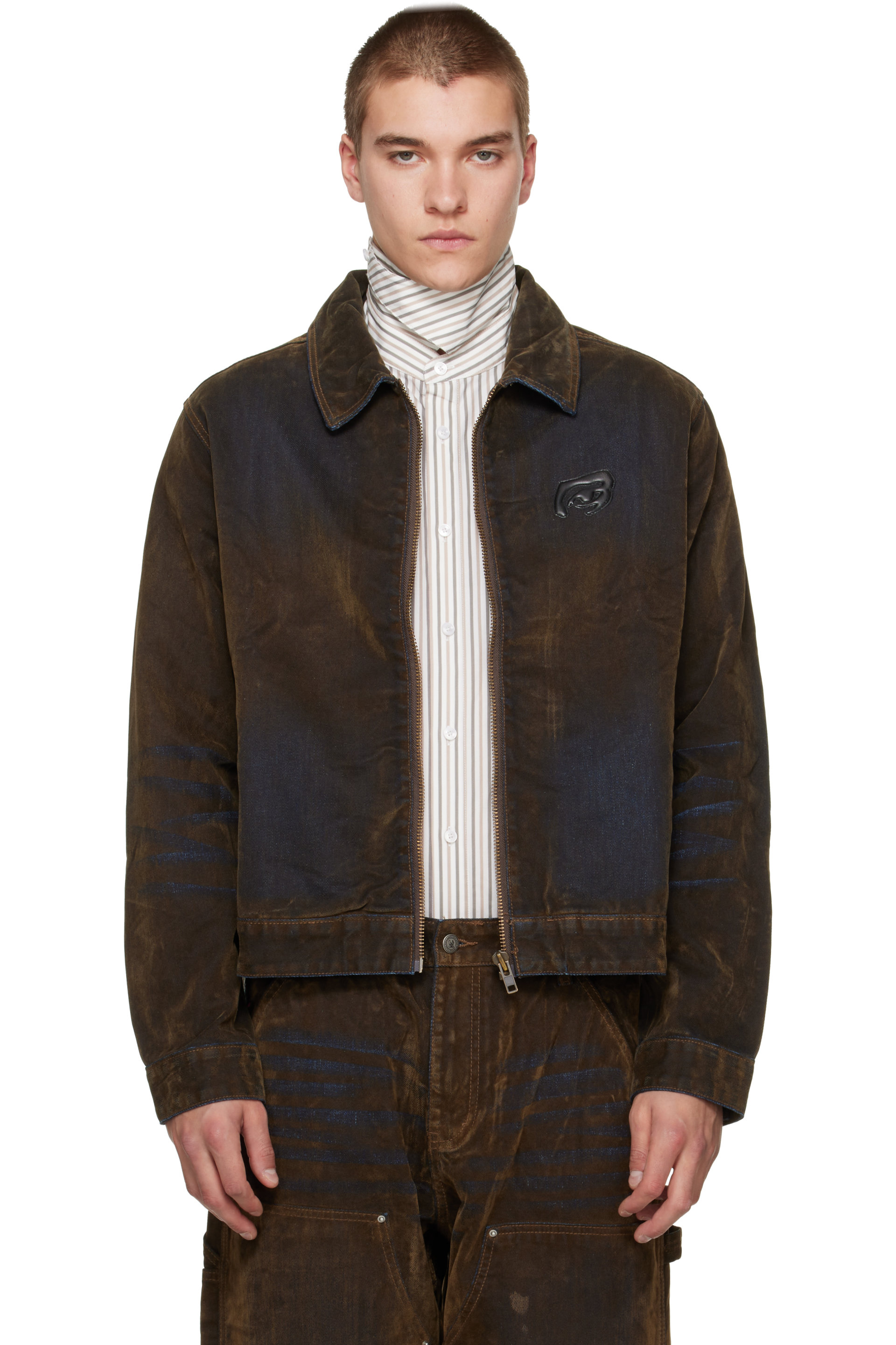KidSuper - Brown Flocked Work Denim Jacket