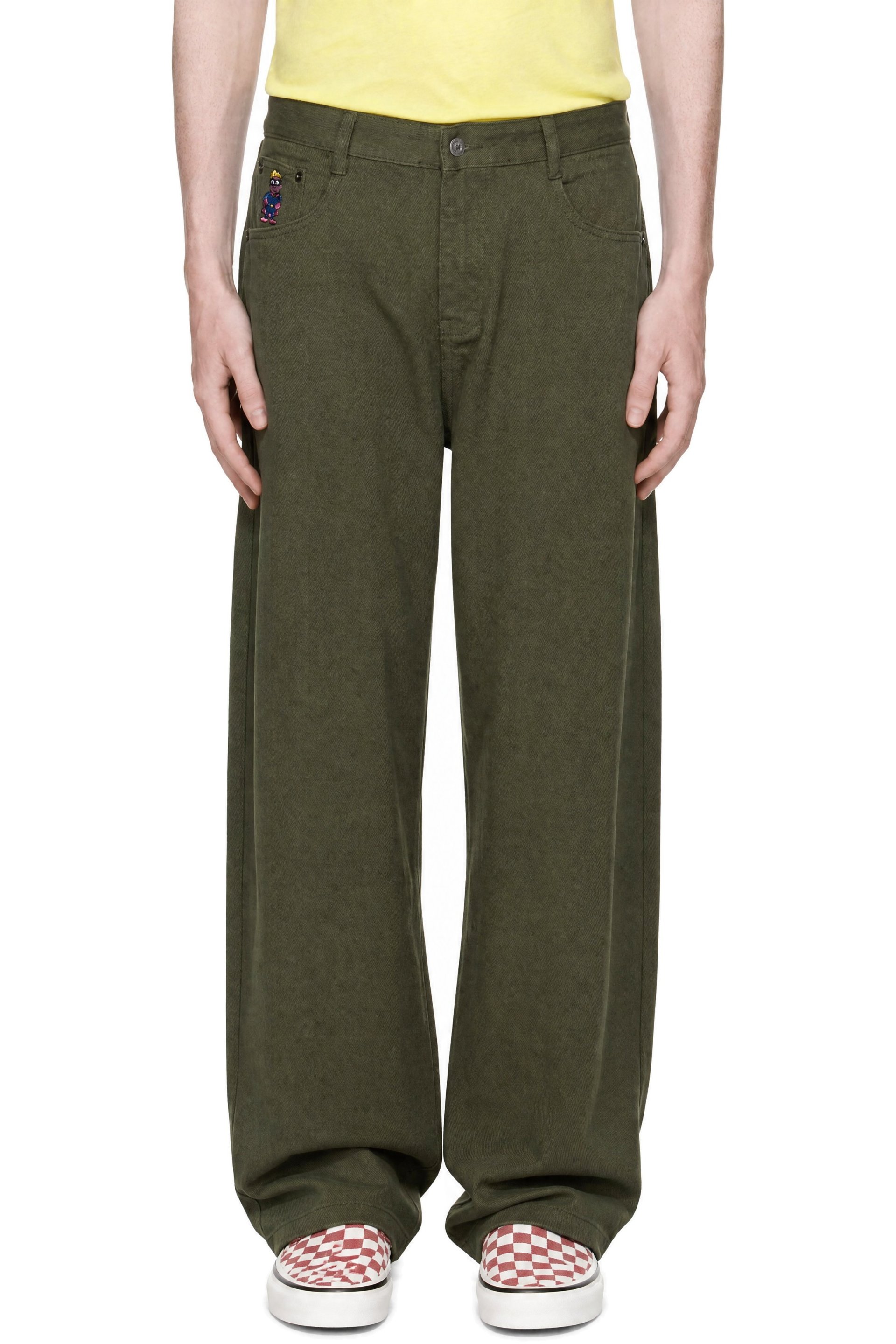 KidSuper - Khaki Dove Printed Barrel Trousers