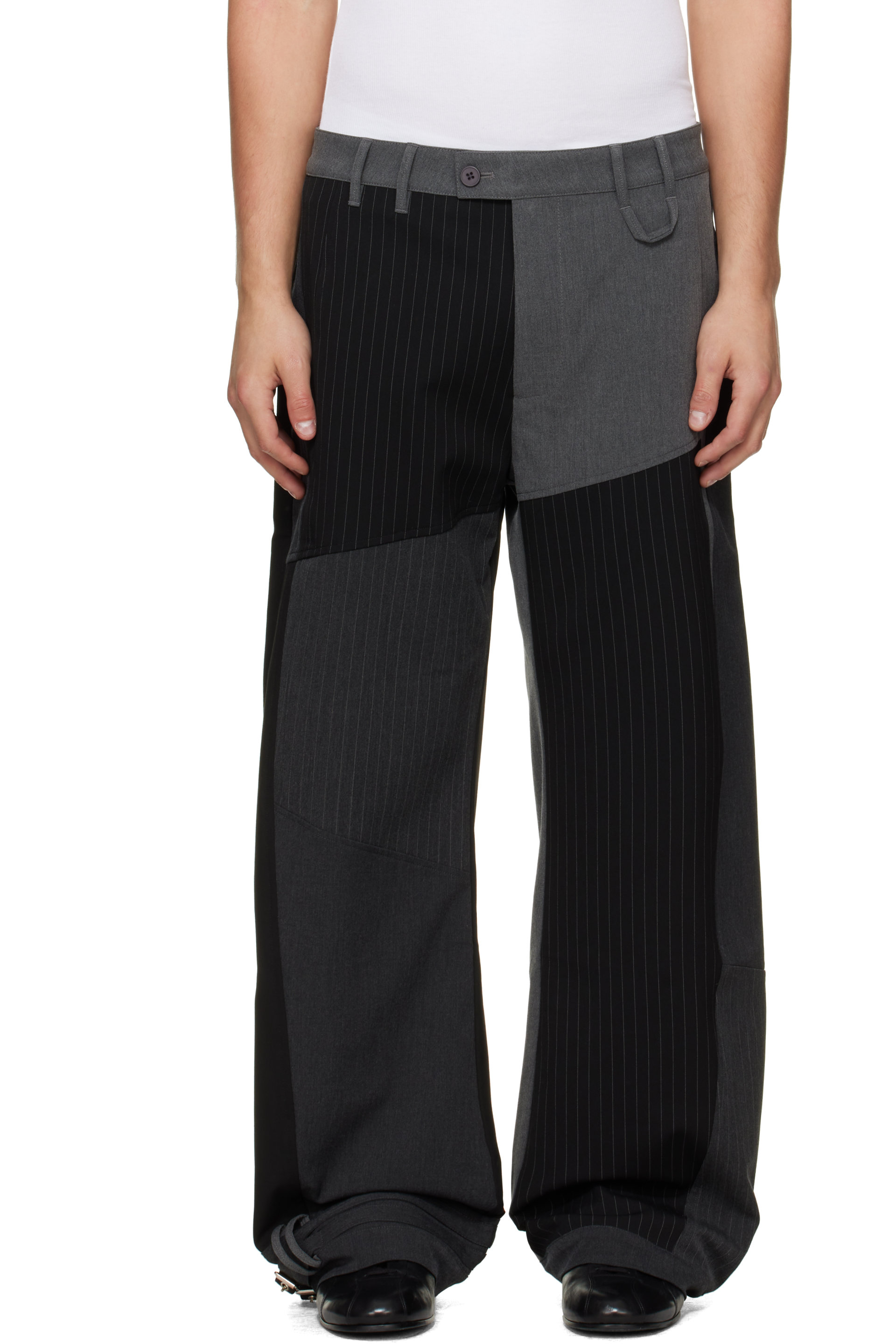 KidSuper - Black & Gray Patchwork Curved Trousers