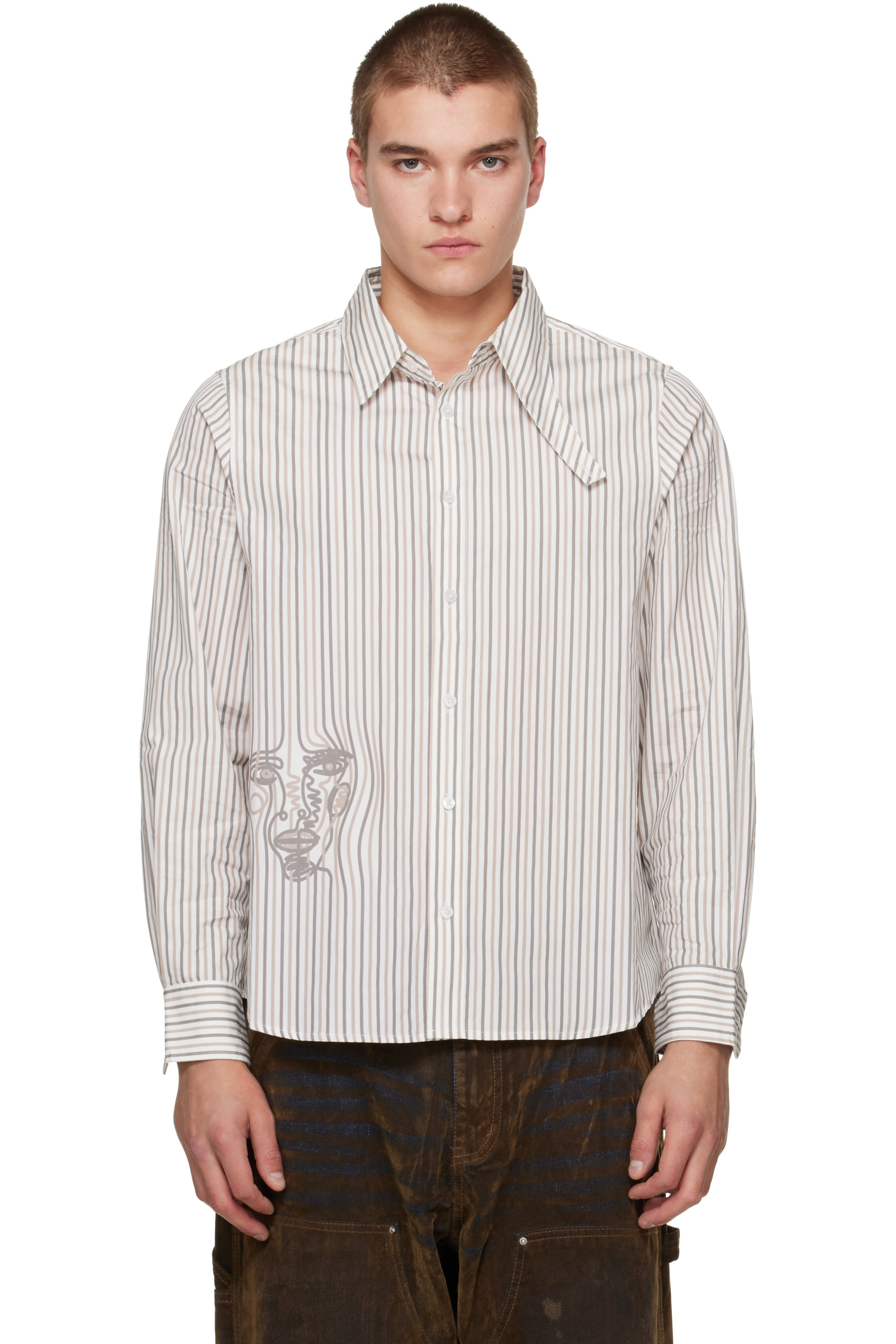 KidSuper - White Striped Face Shirt