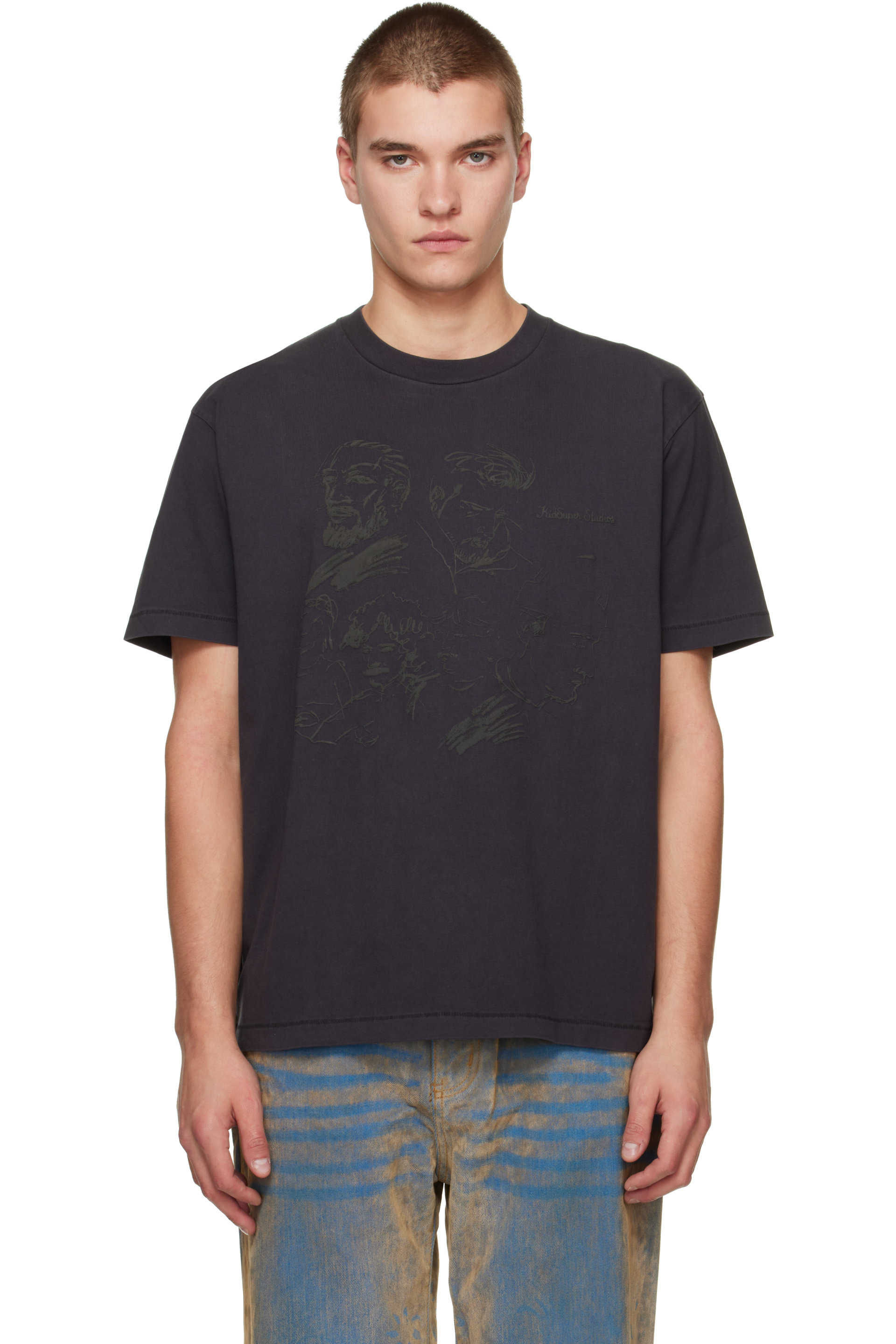 KidSuper - Black 'Sketched Faces' T-Shirt