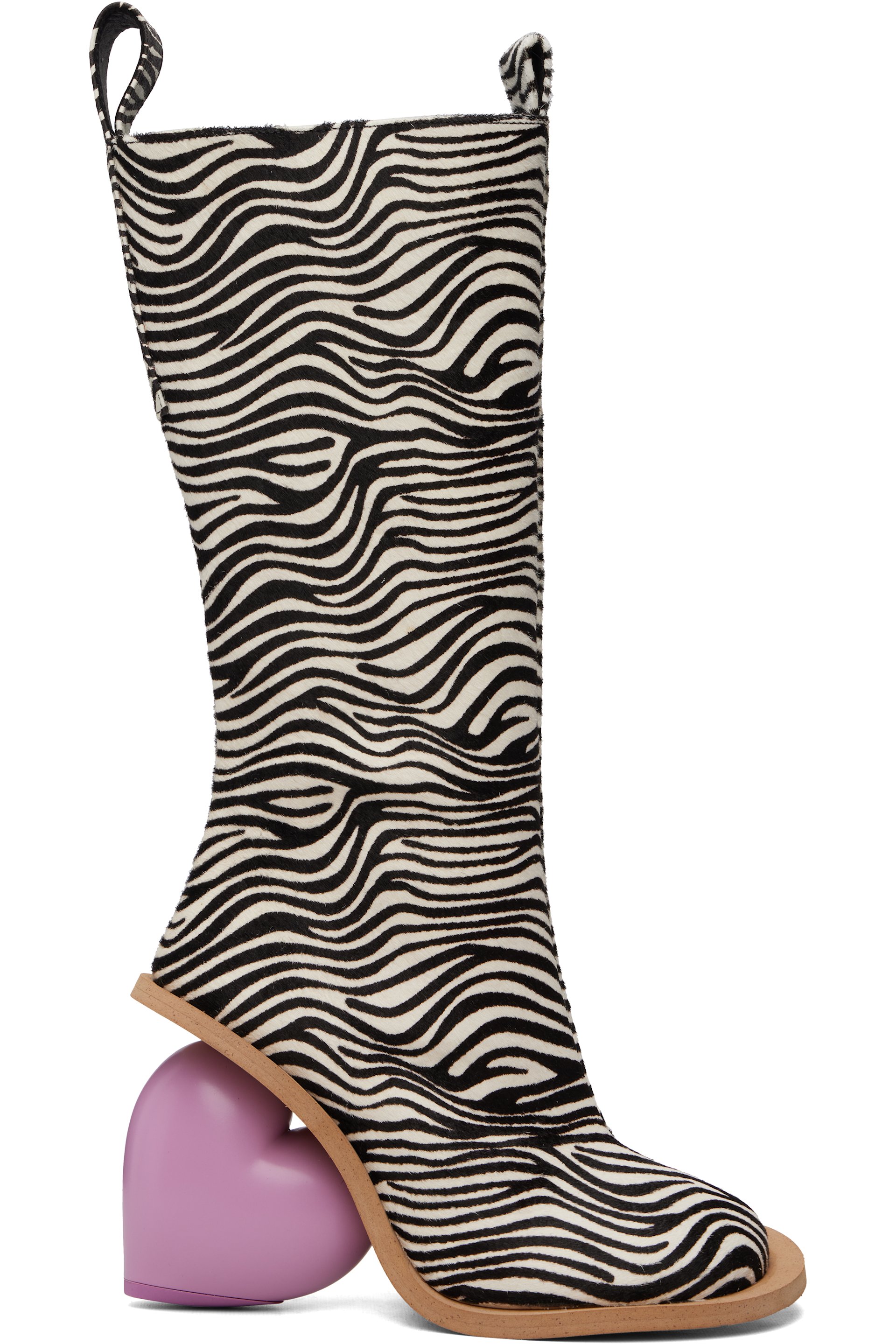 YUME YUME - SSENSE Exclusive Black & White Zebra Love Tall Boots