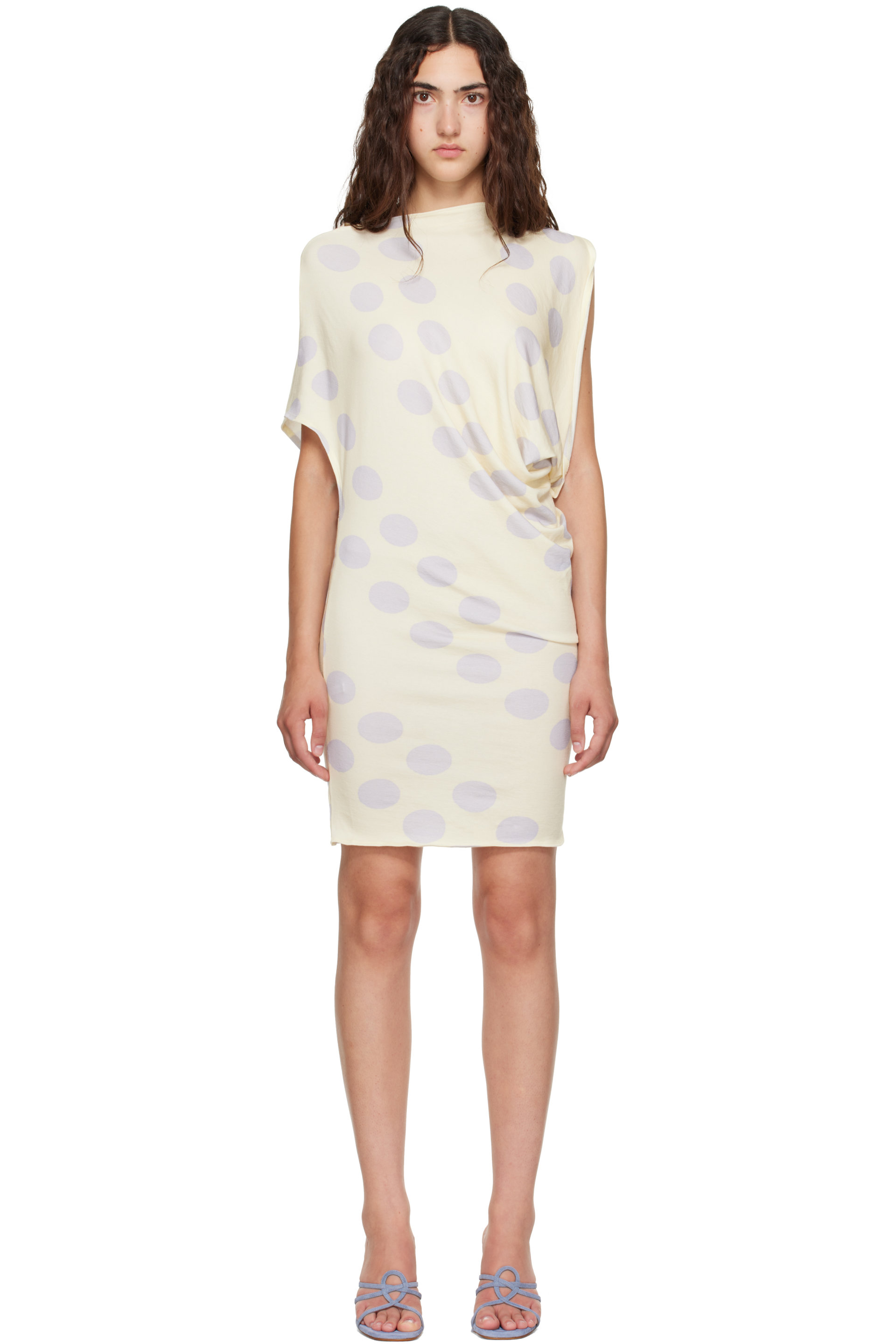 Belle Anna - Yellow & Gray Ornament Minidress
