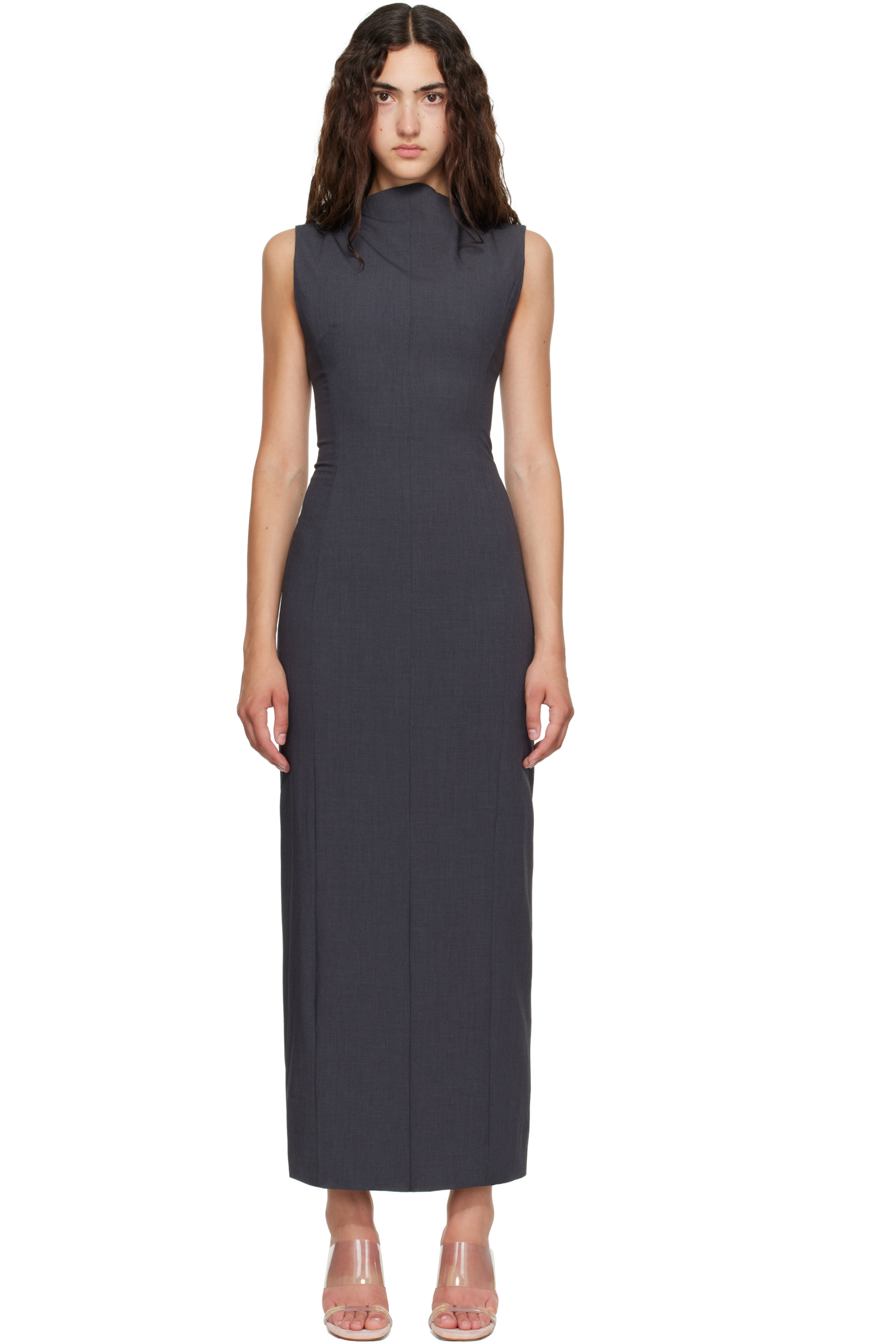 Belle Anna - Gray Sculptura Maxi Dress