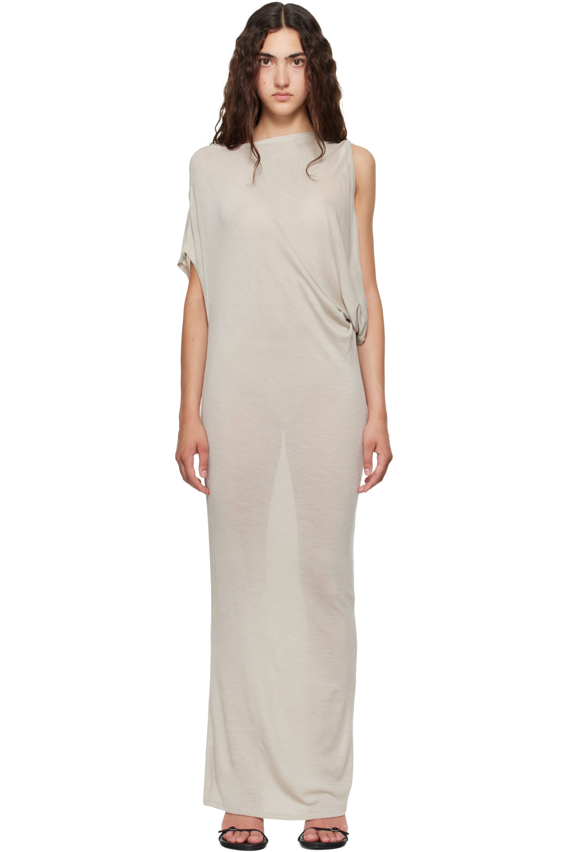 Belle Anna - Beige Ornament Maxi Dress