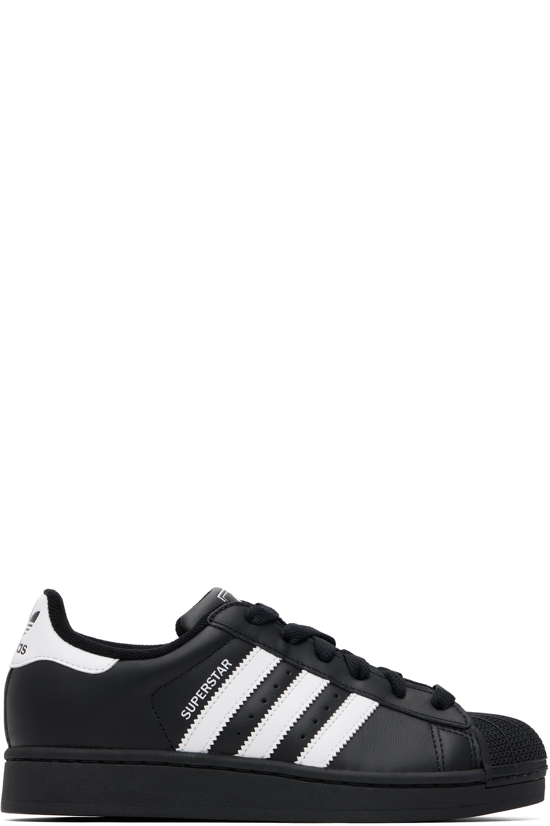 adidas Kids - 黑色 Leather Superstar II 儿童运动鞋
