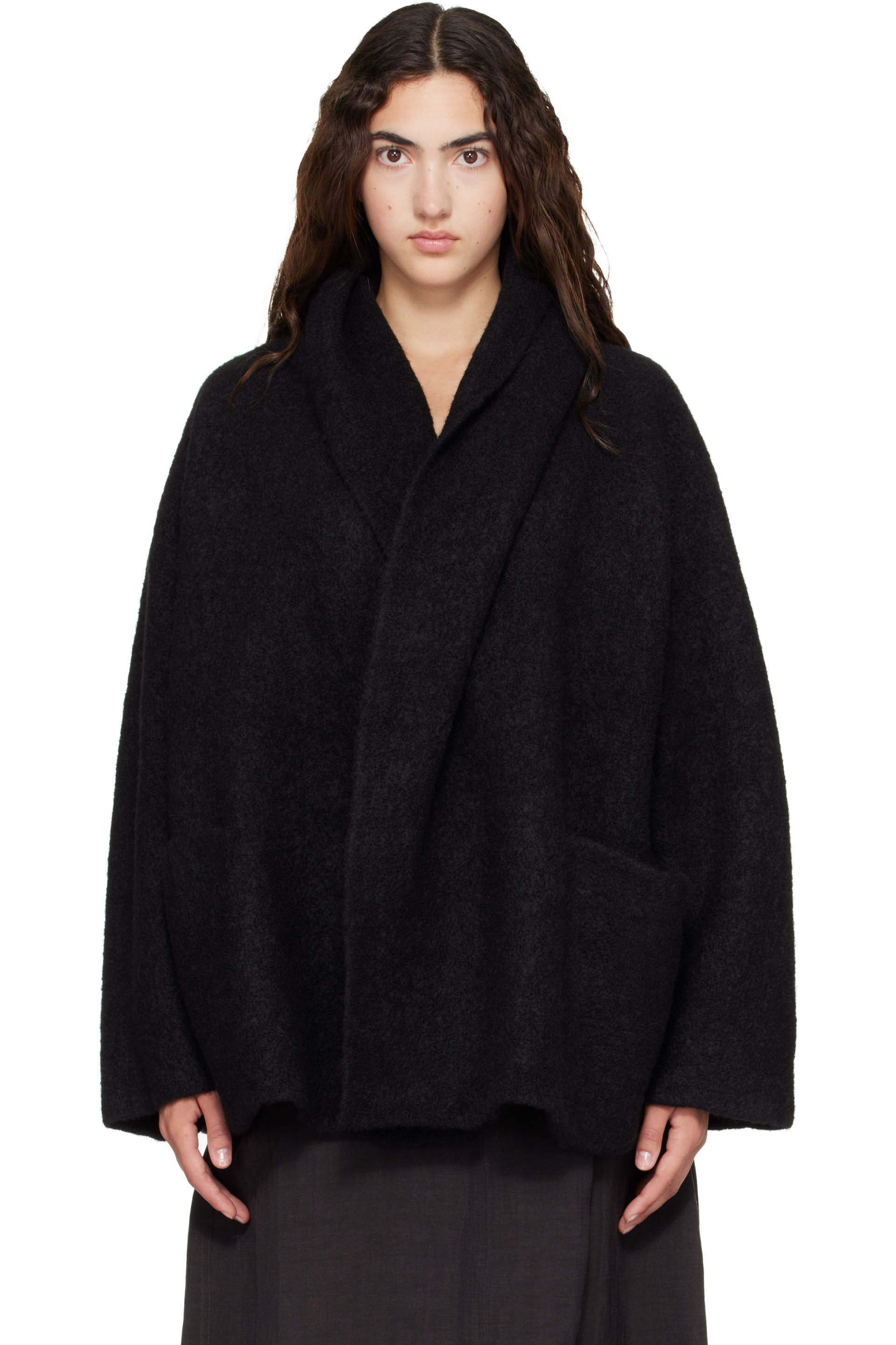 Lauren Manoogian - Manteau noir en tricot double face