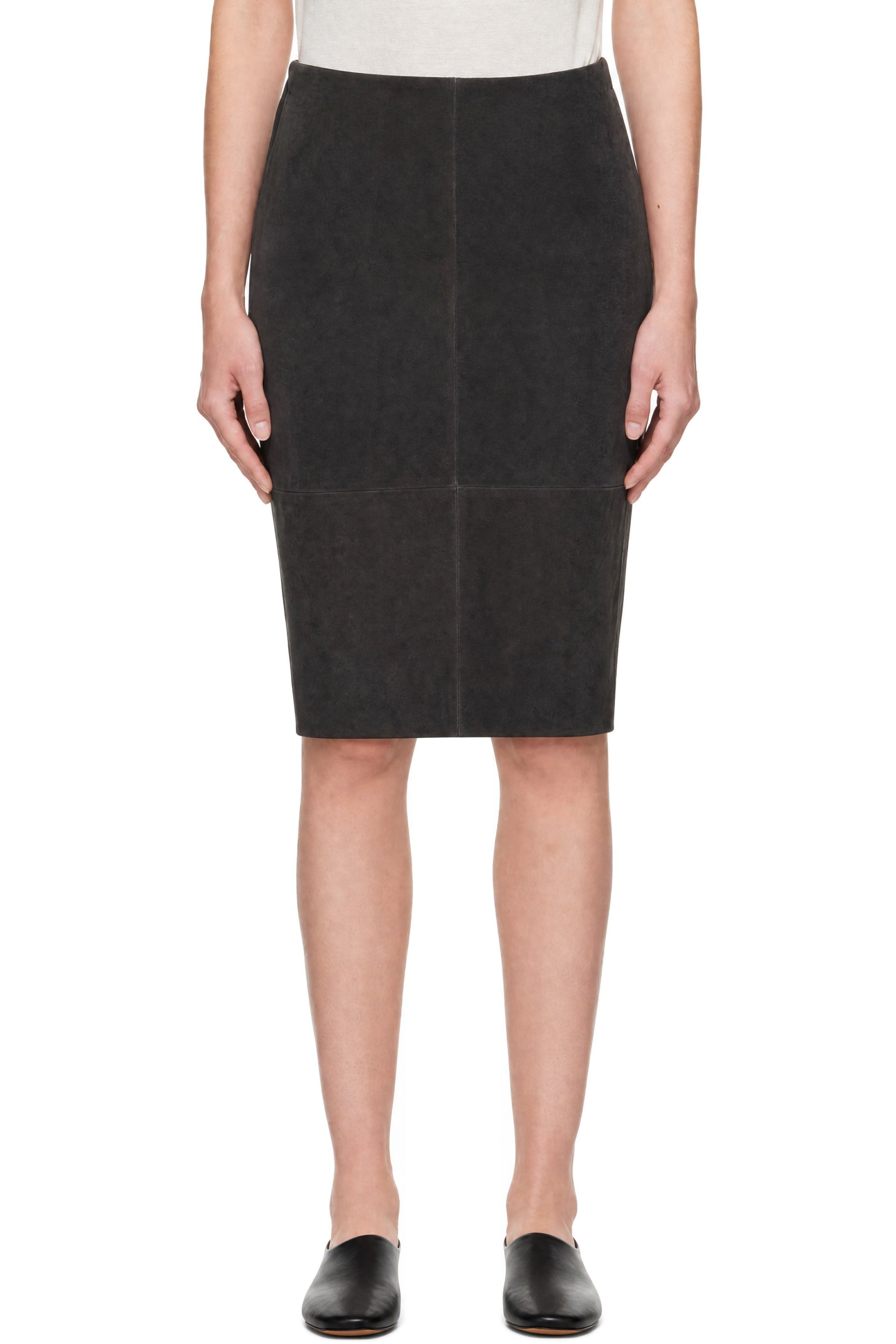 Lauren Manoogian - Gray Suede Midi Skirt