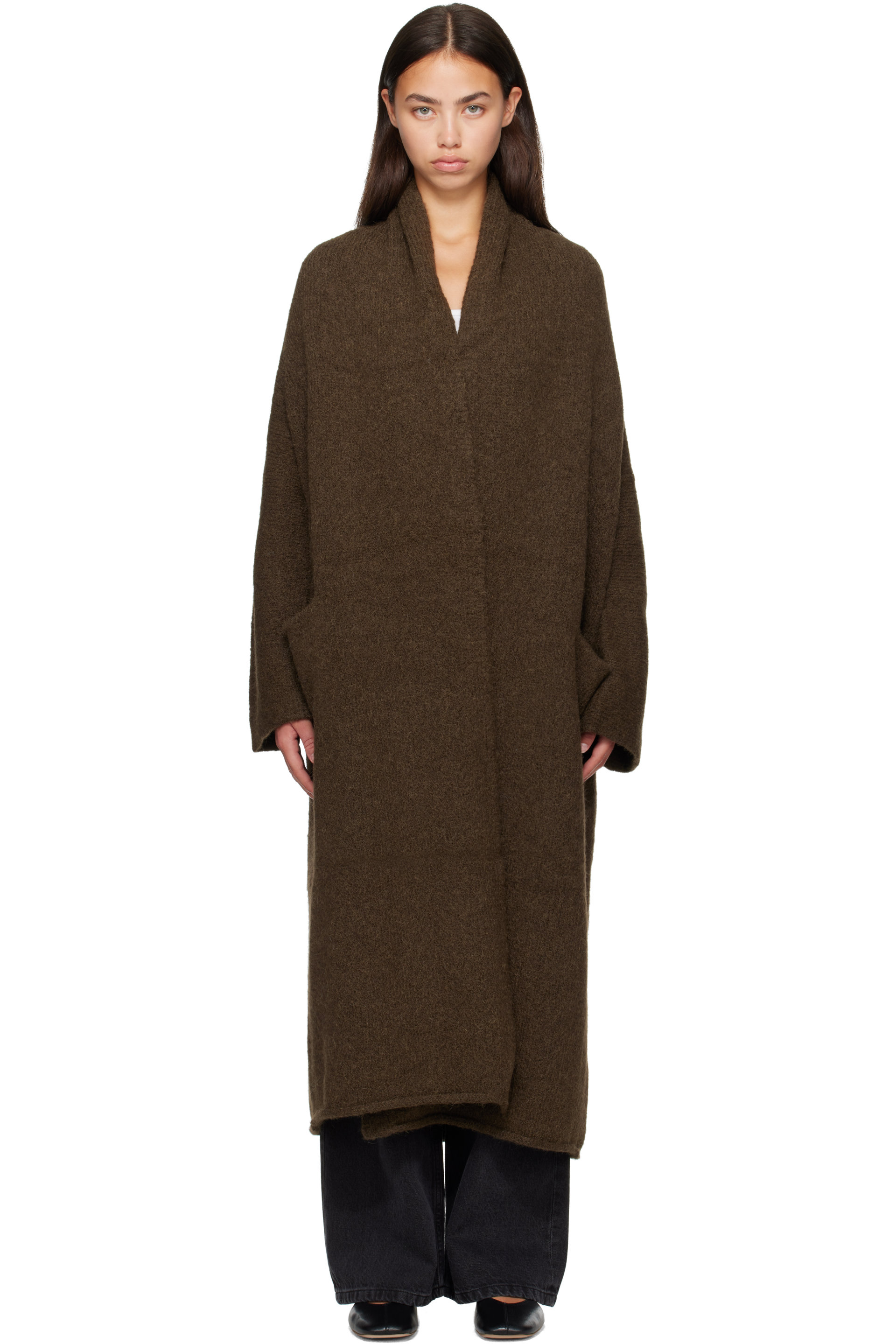Lauren Manoogian - Cardigan long kaki à revers de style châle