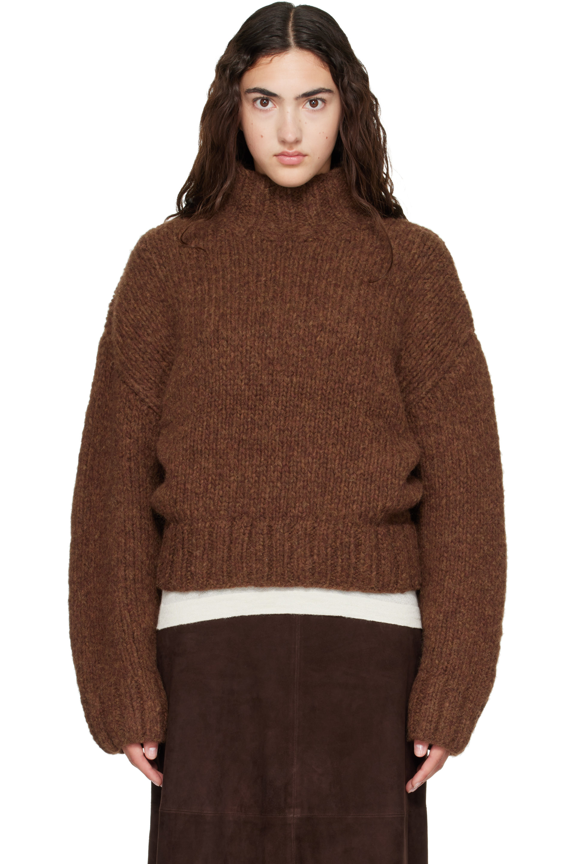 Lauren Manoogian - Brown Handknit Mockneck Sweater