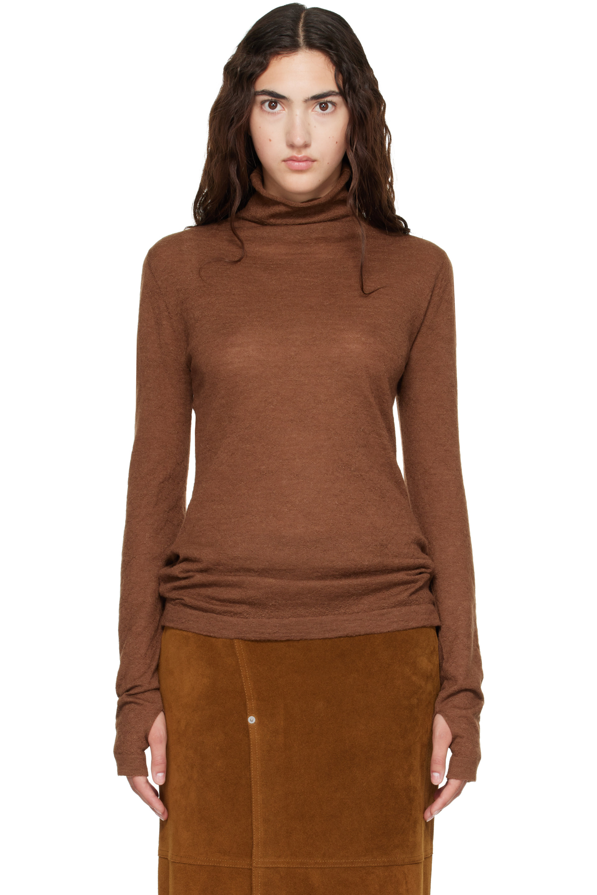 Lauren Manoogian - Brown Fine Funnel Turtleneck