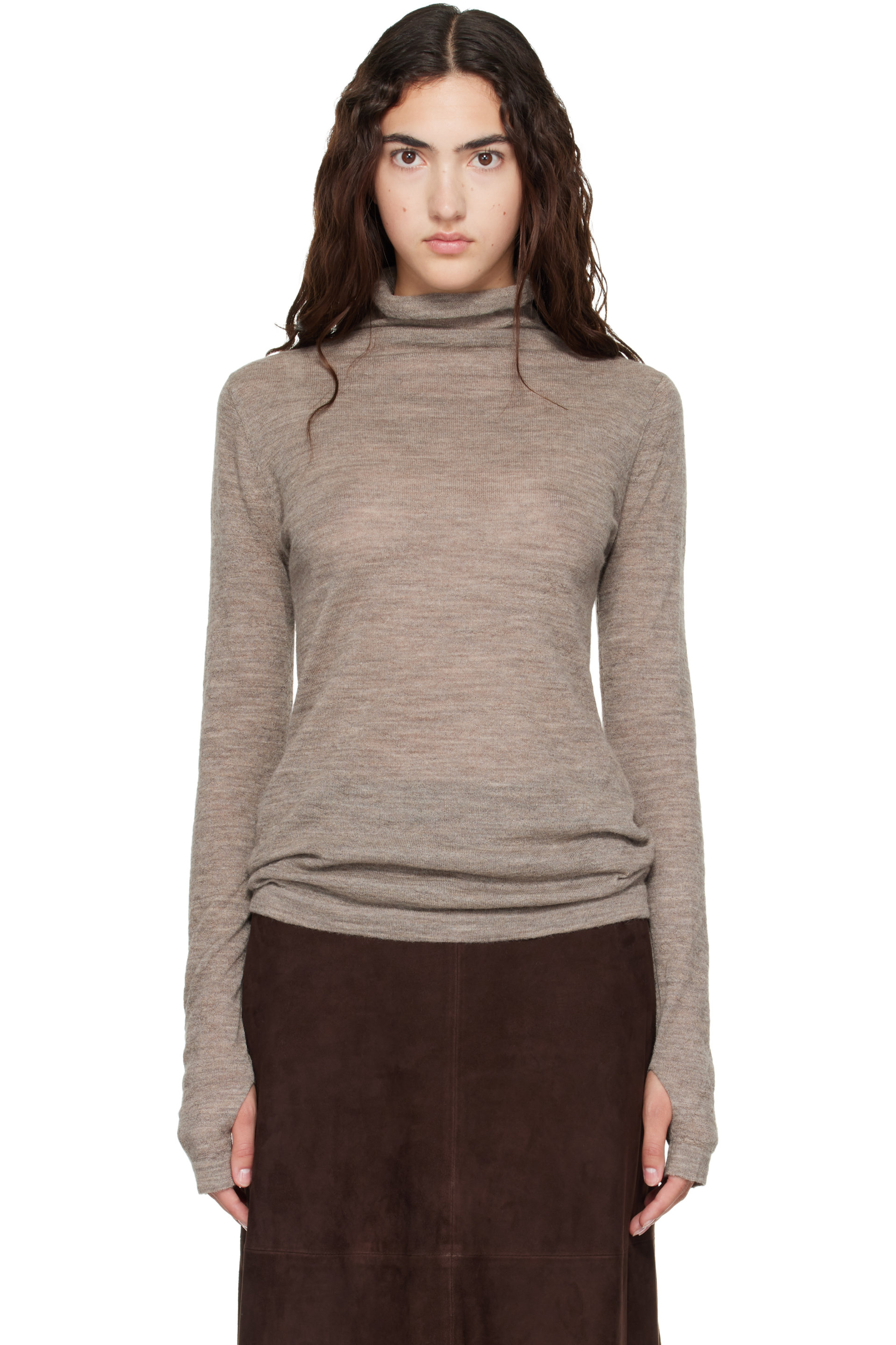 Lauren Manoogian - Gray Fine Funnel Turtleneck