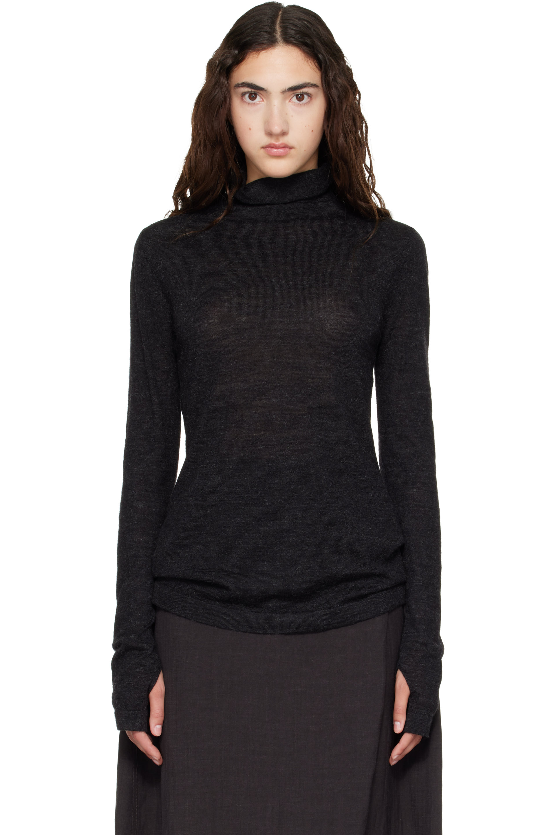 Lauren Manoogian - Black Fine Funnel Turtleneck