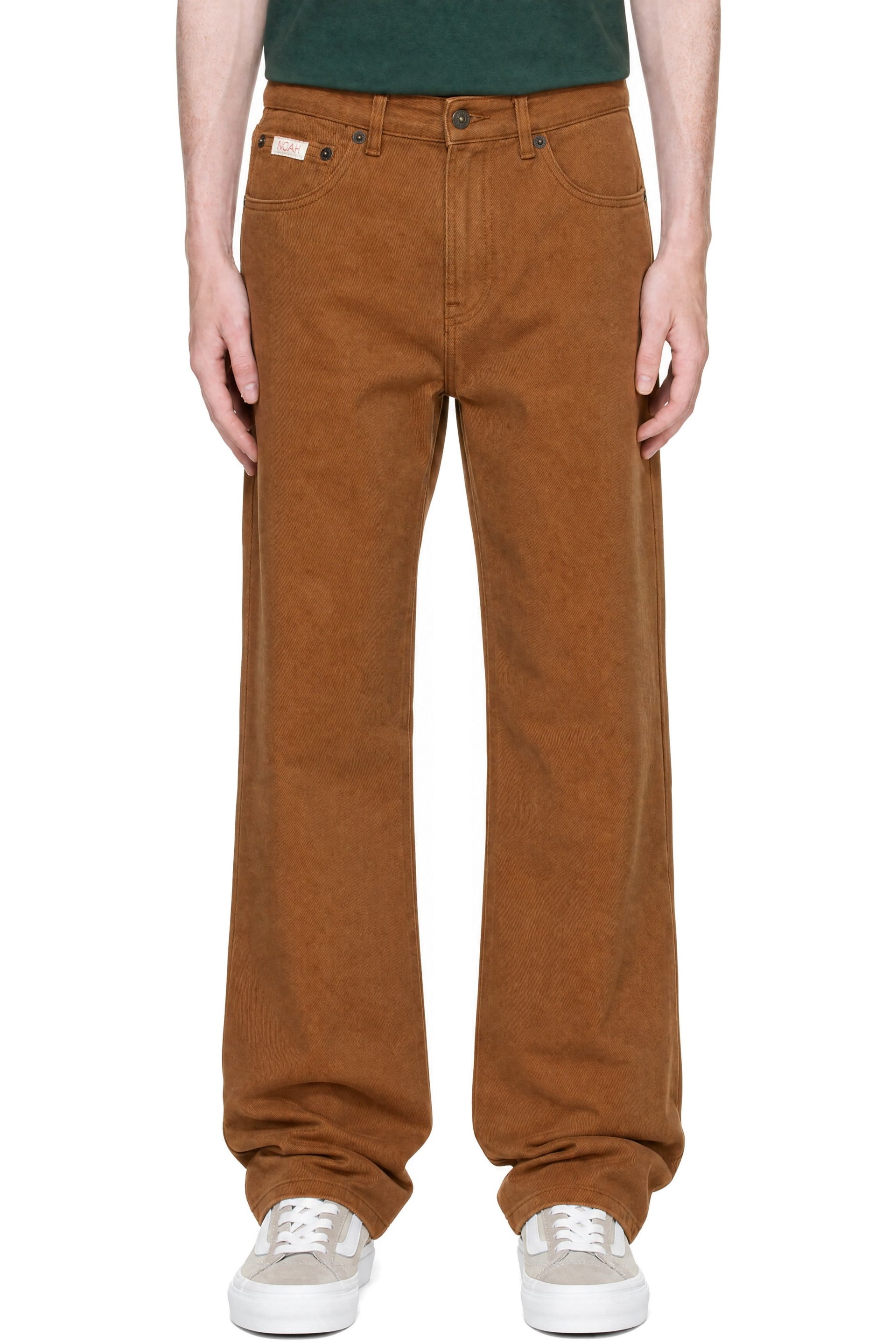 Noah - Brown Brushed Denim Pleated Jeans