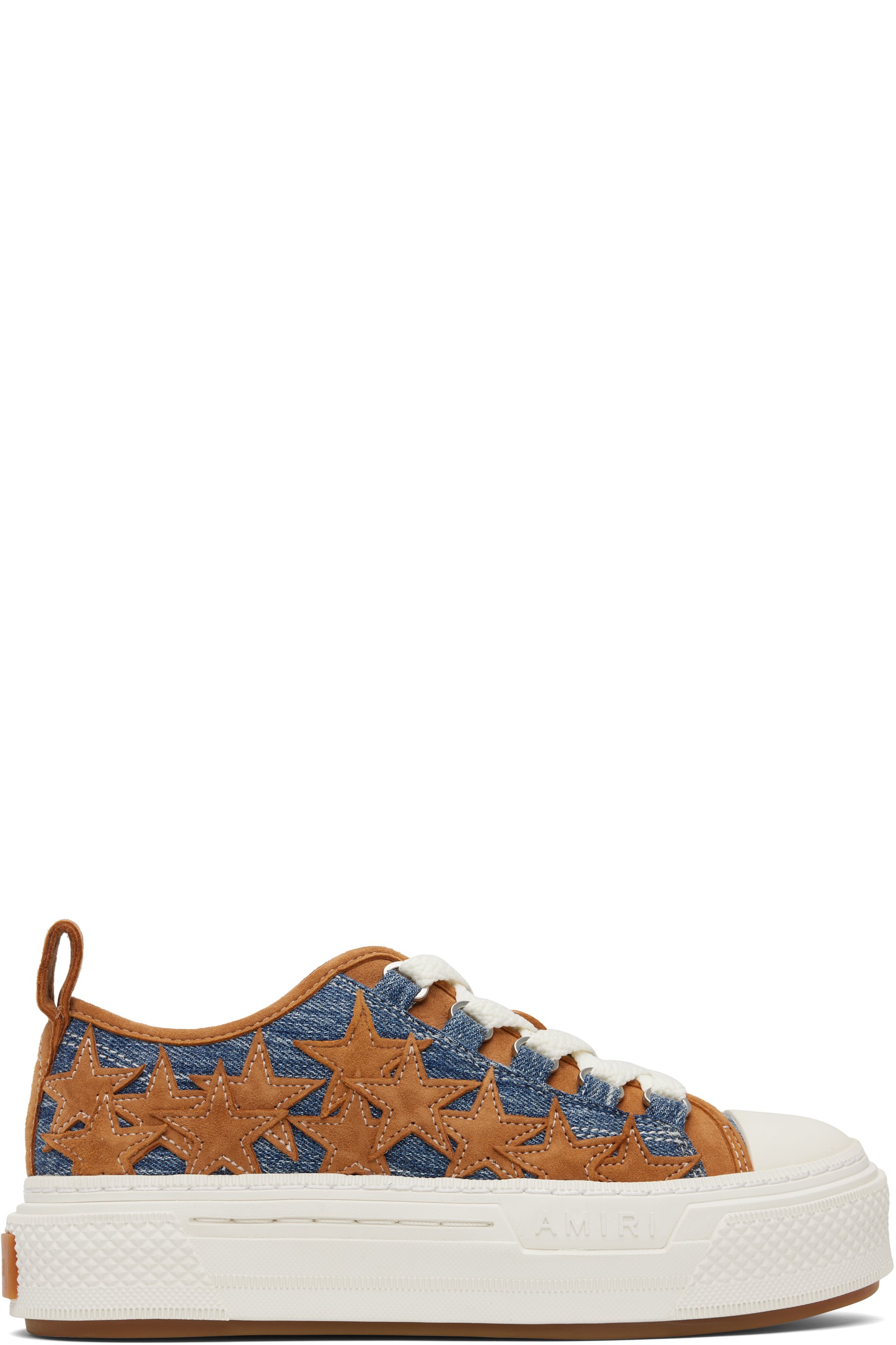 AMIRI - Blue & Tan Denim Stars Court Low Sneakers