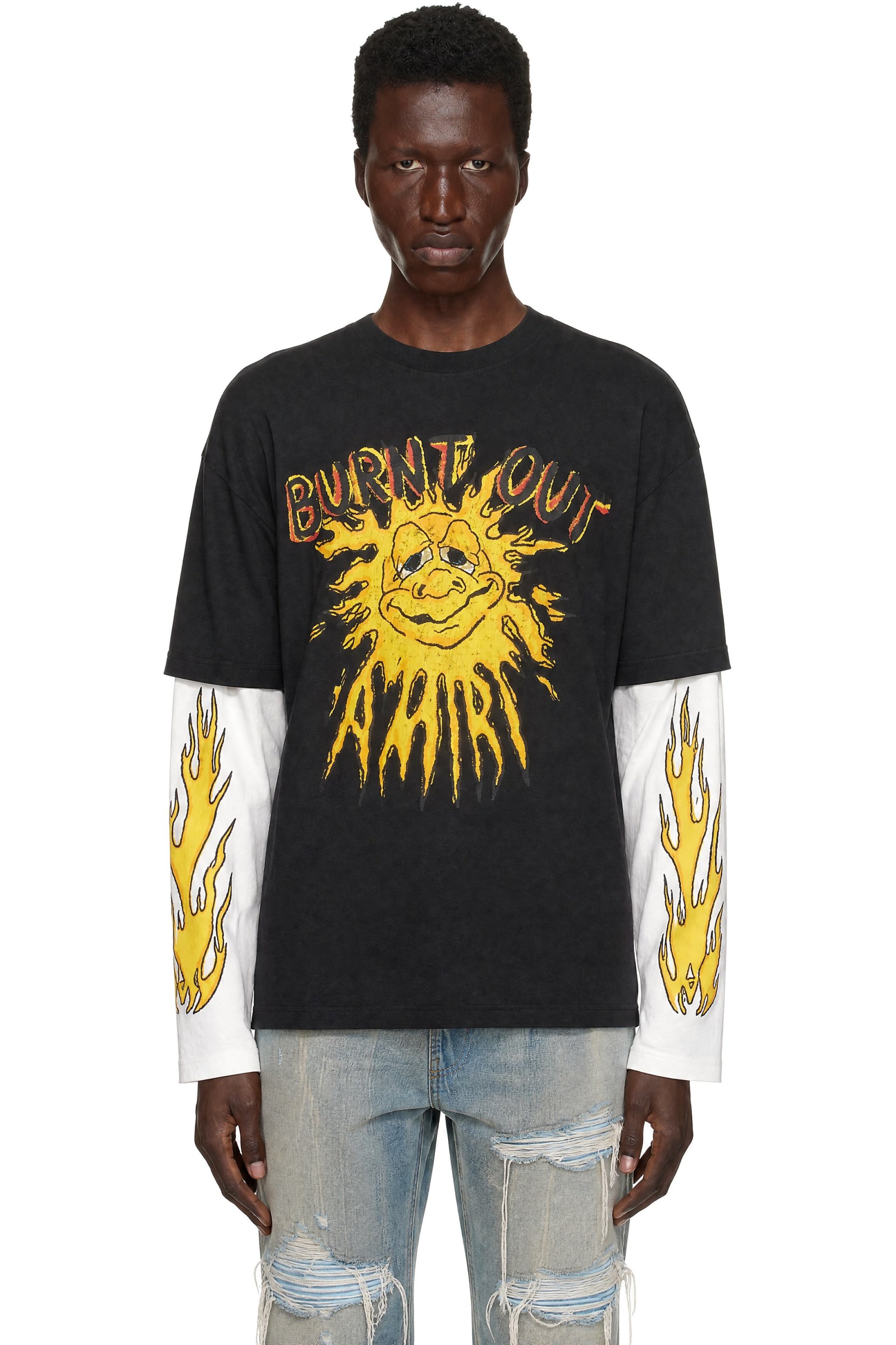 AMIRI - T-shirt Burnt Out LJ DBL noir