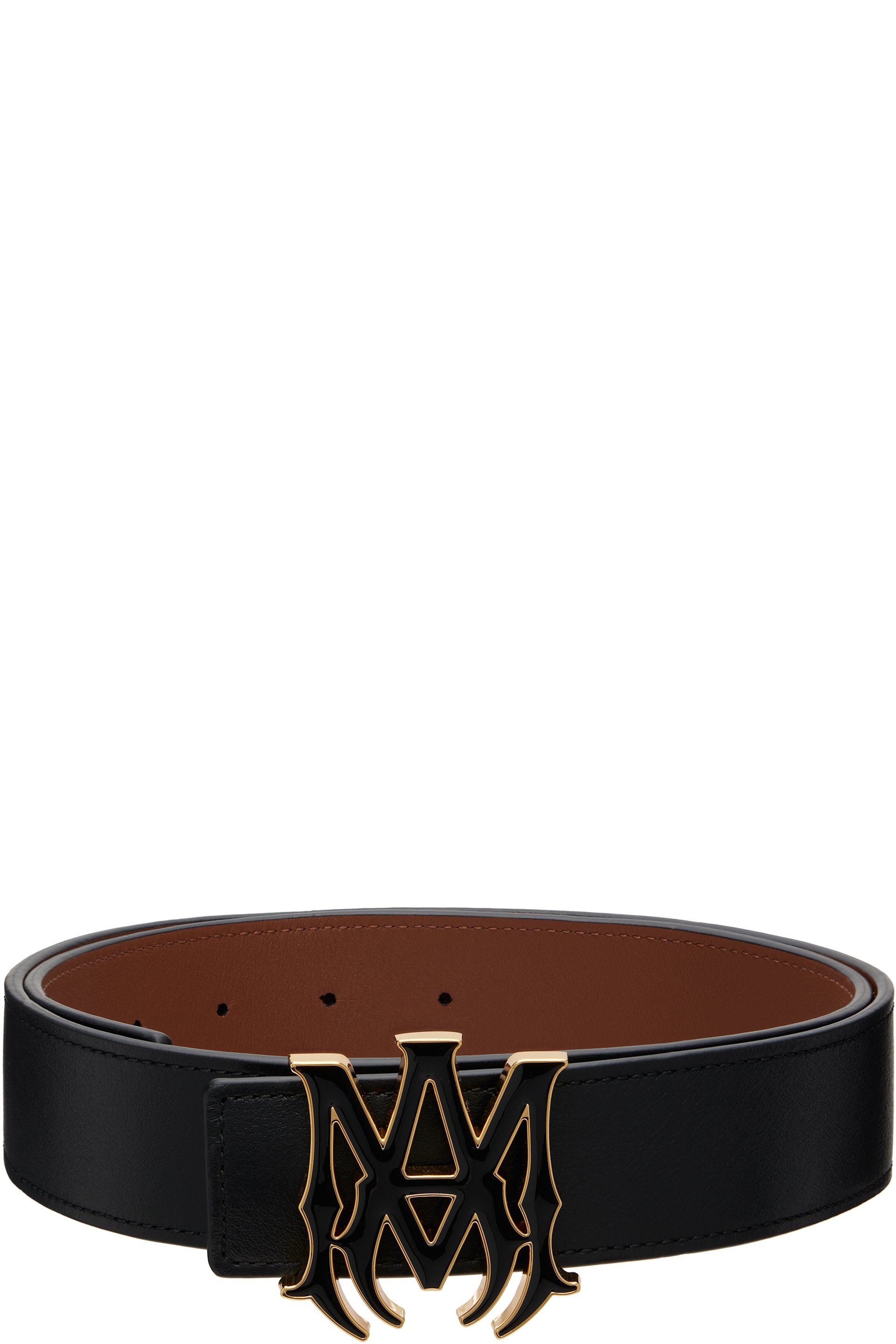 AMIRI - Black 'MA' 4cm Enamel Reversible Belt