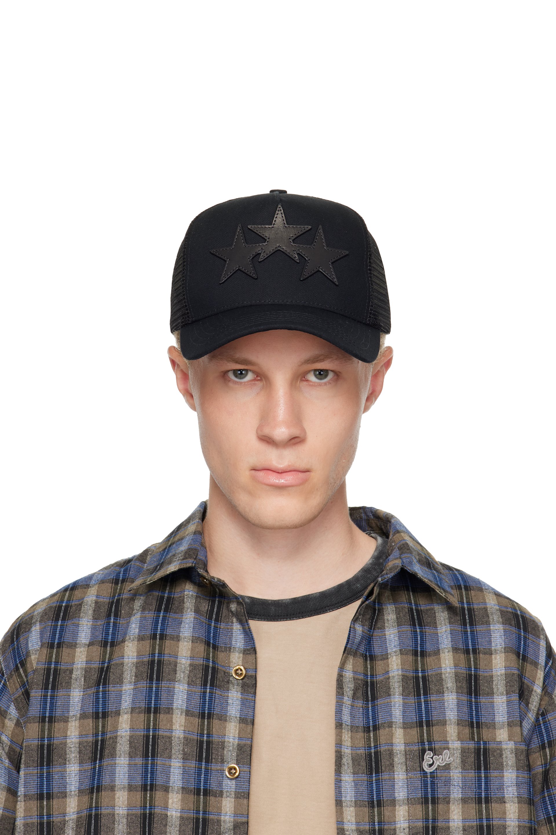 AMIRI - Casquette de camionneur noir à appliqués d'étoile