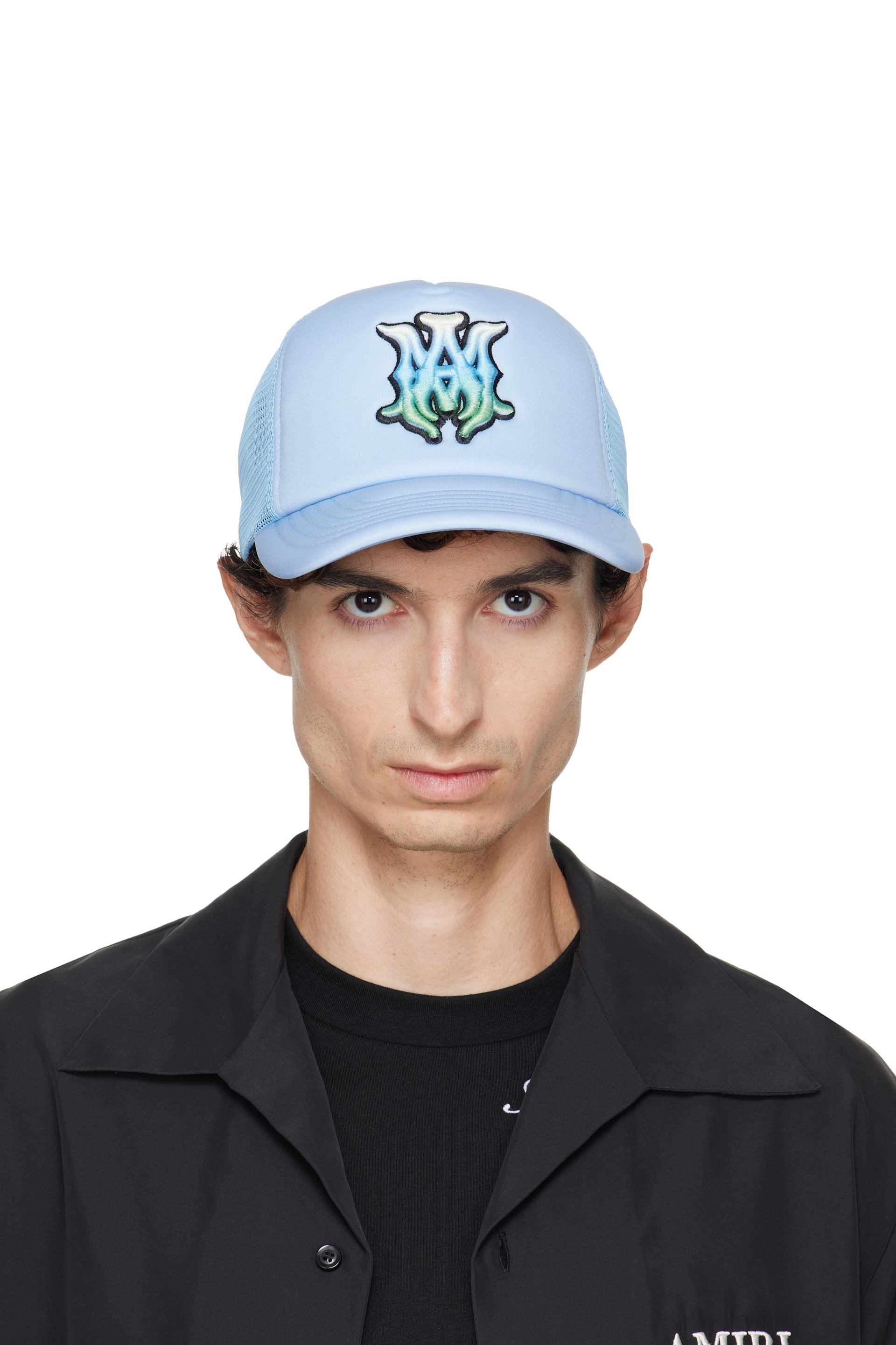AMIRI - Casquette de camionneur bleue à monogramme Surf