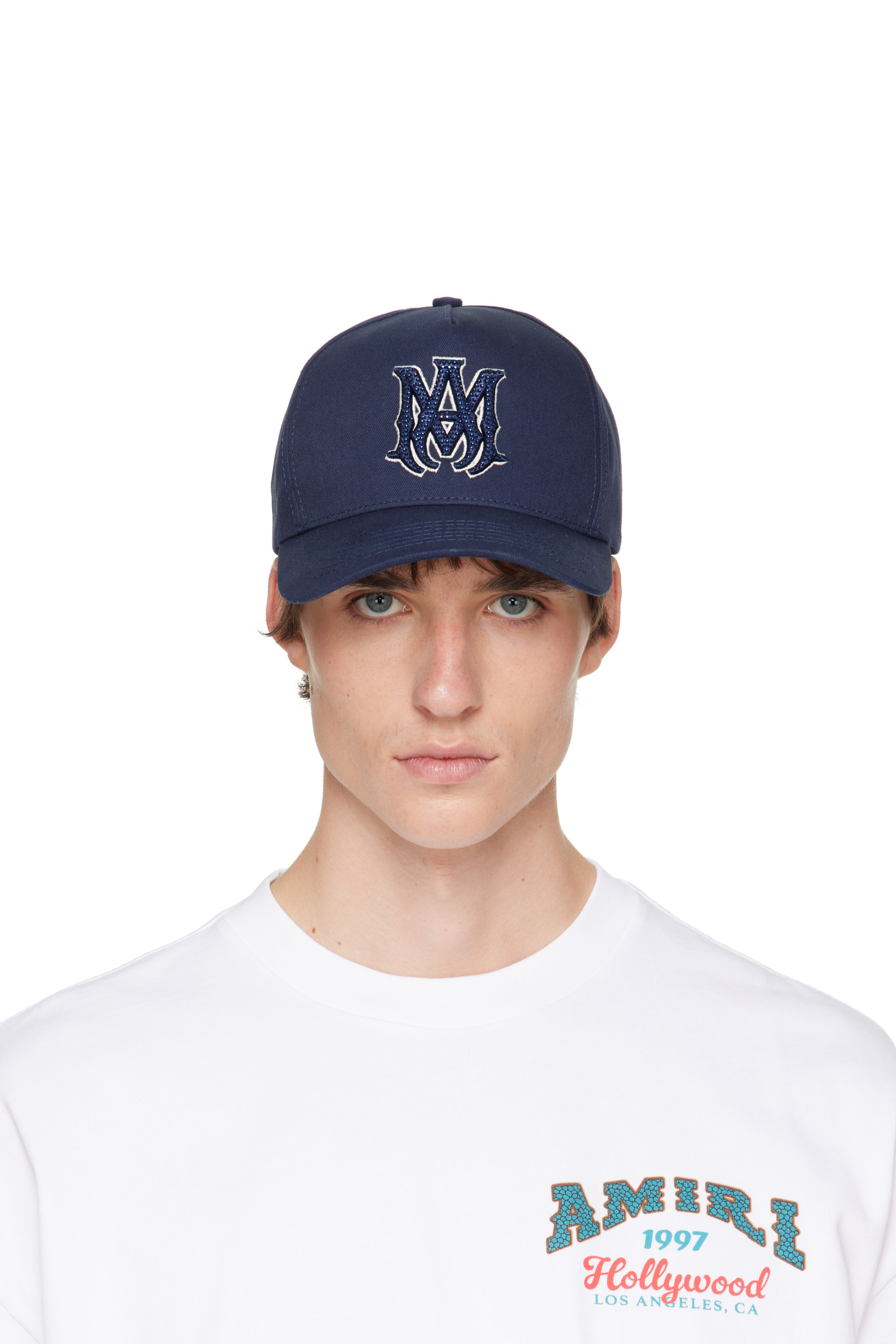 AMIRI - Navy Crystal MA Outline Canvas Hat
