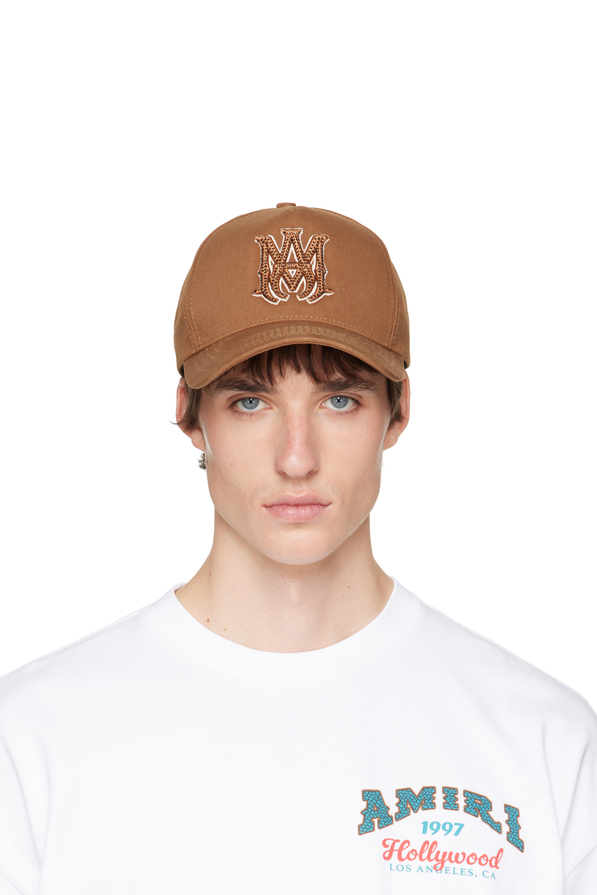 AMIRI - Tan Crystal MA Outline Canvas Hat
