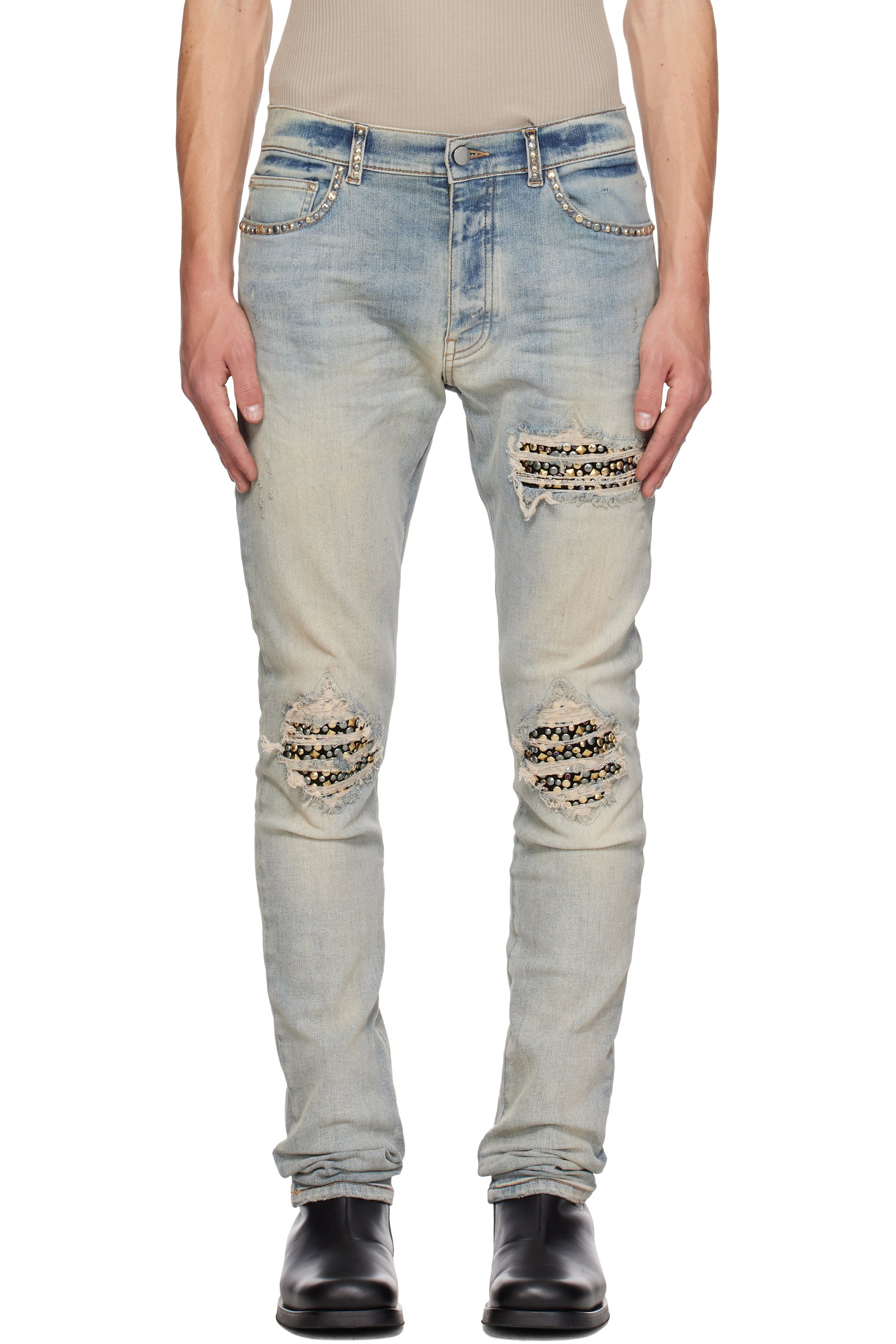 AMIRI - 蓝色 Studs MX1 牛仔裤