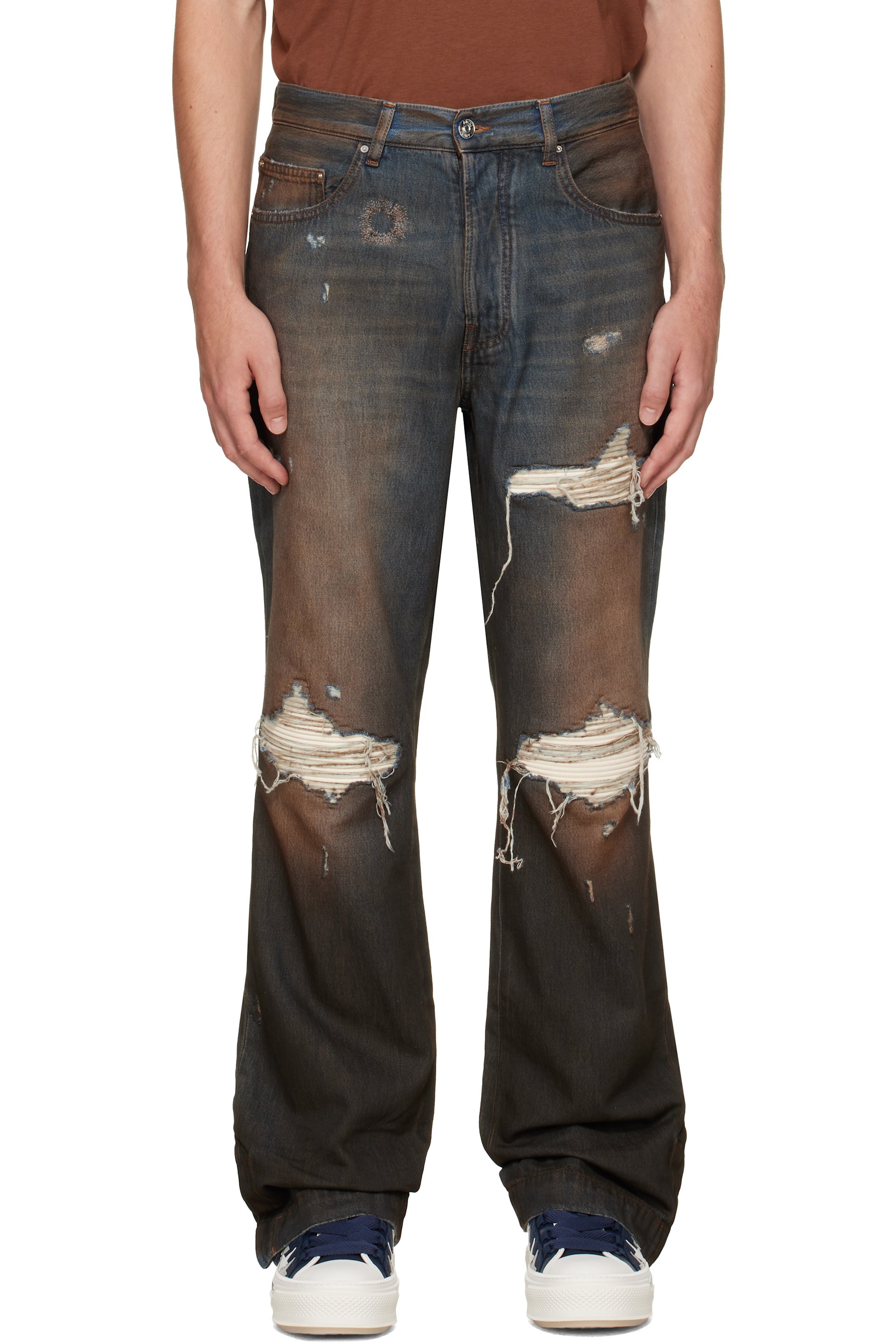 AMIRI - Blue & Brown Straight Flare MX1 Jeans