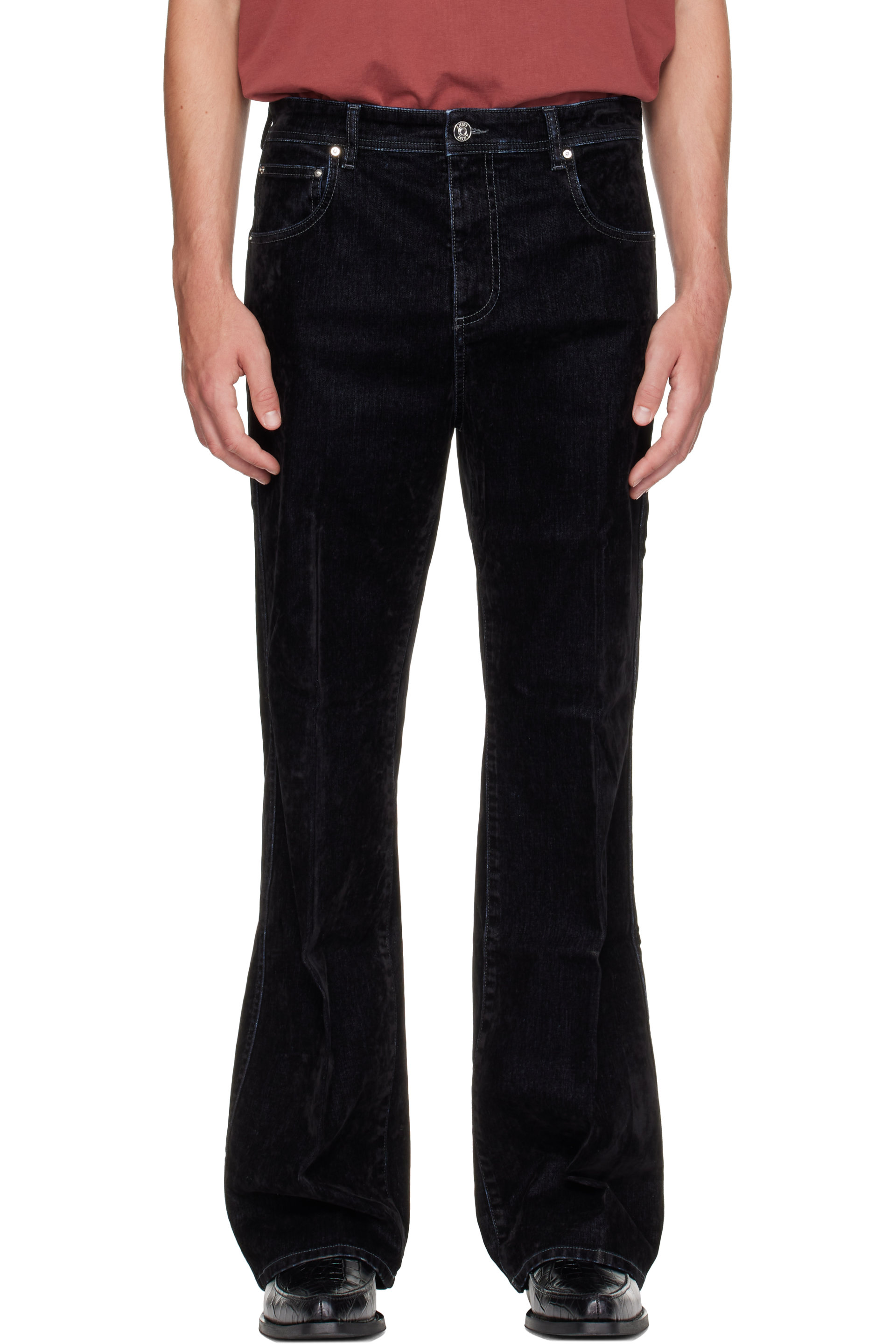 AMIRI - 黑色 Vintage Cut Flock 牛仔裤