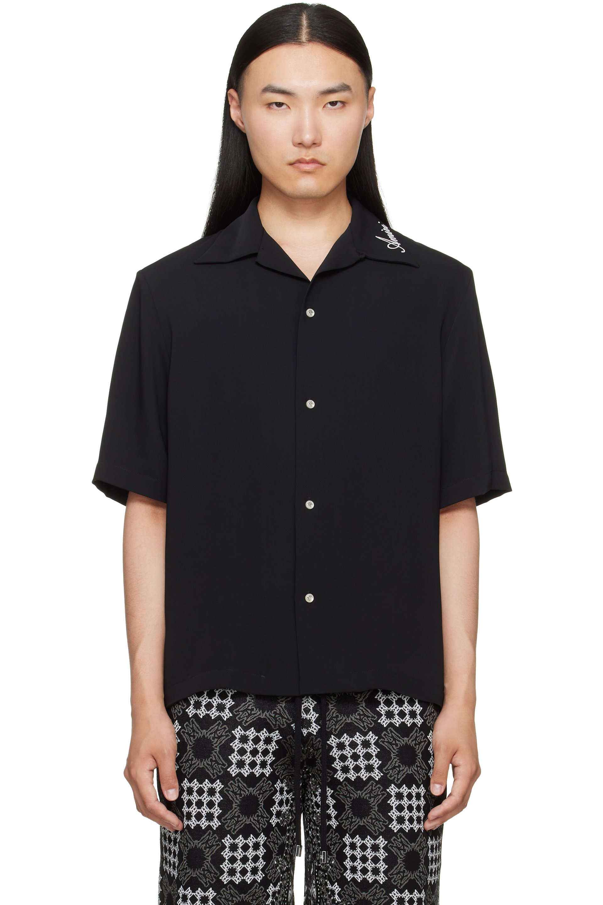 AMIRI - Chemise de camp noire à logo