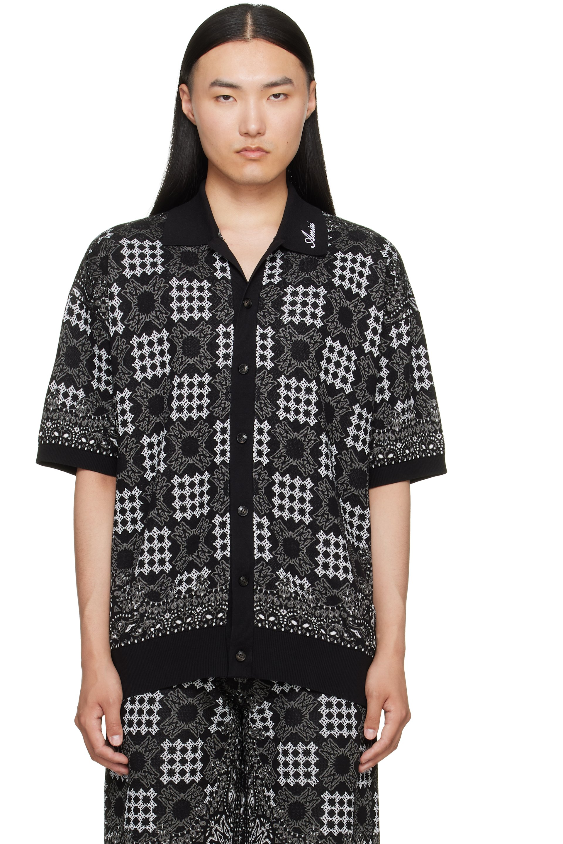 AMIRI - Chemise noire en tricot à quadrigrammes