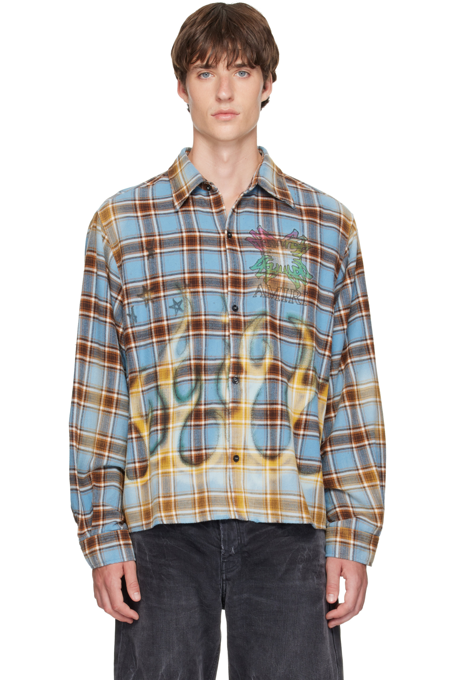 AMIRI - 蓝色 MA Quad Bleached Flannel 衬衫