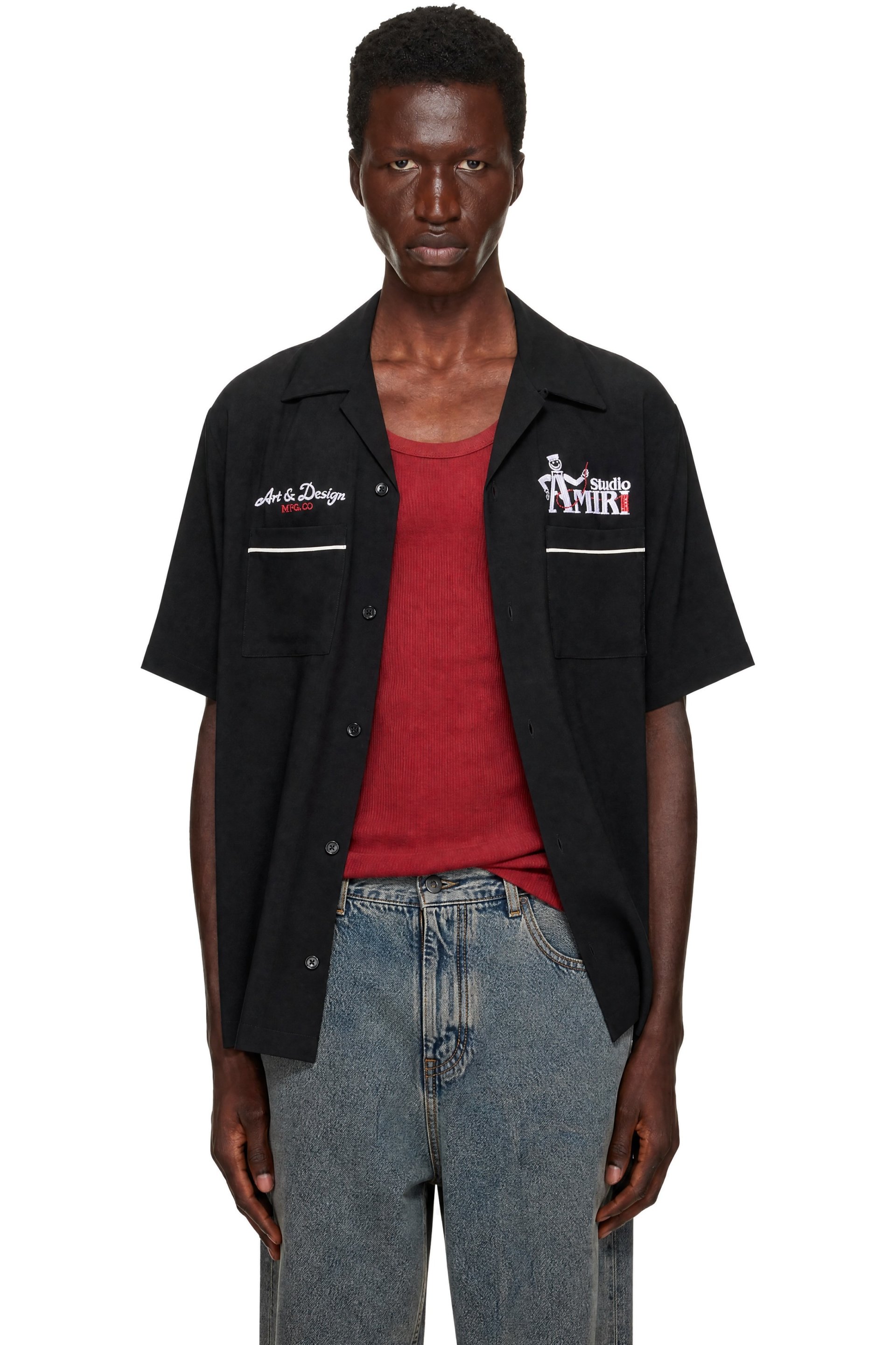 AMIRI - ブラック 'AMIRI Studio' クレープ キャンプシャツ
