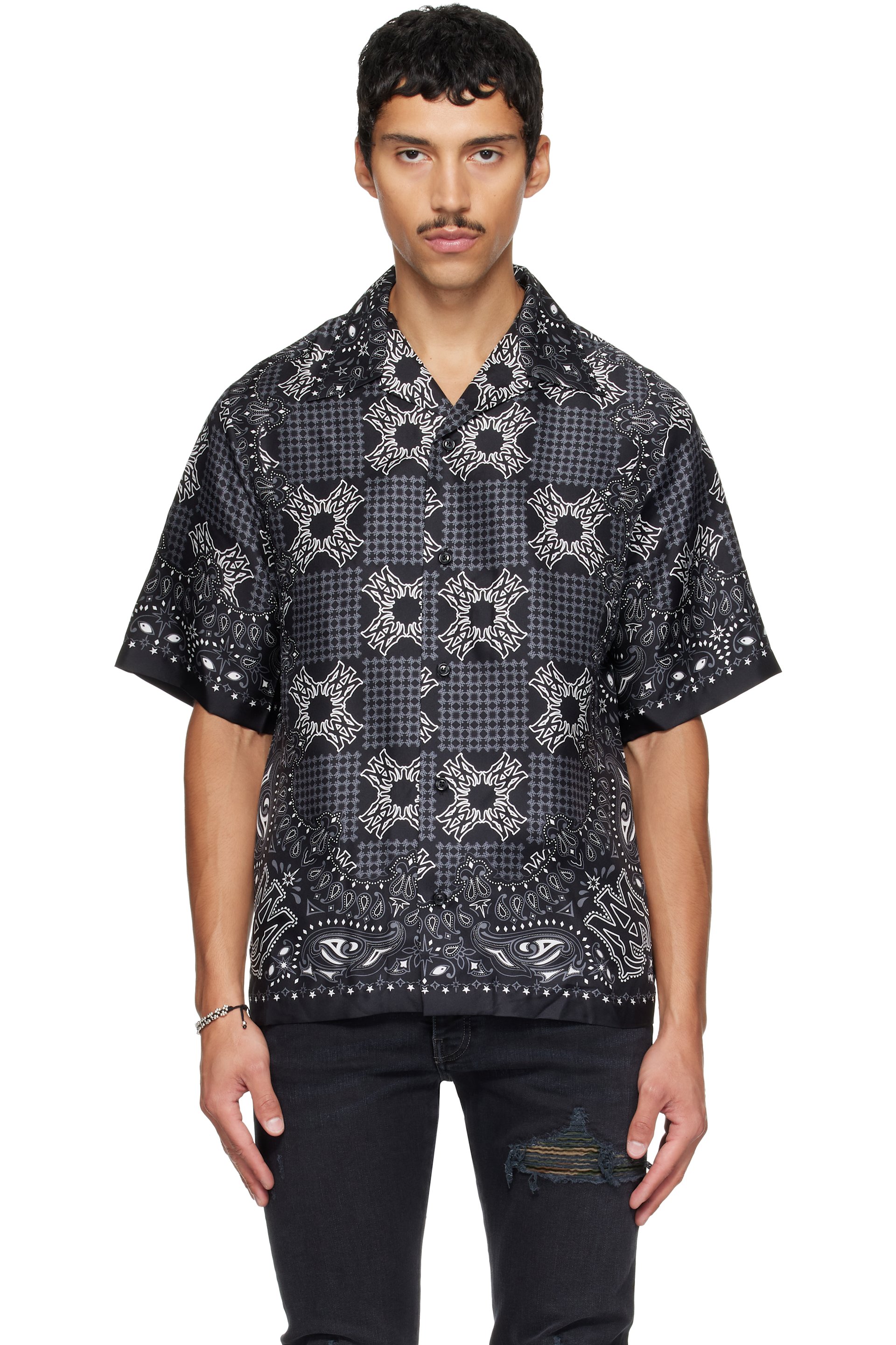 AMIRI - Black MA Check Camp Shirt