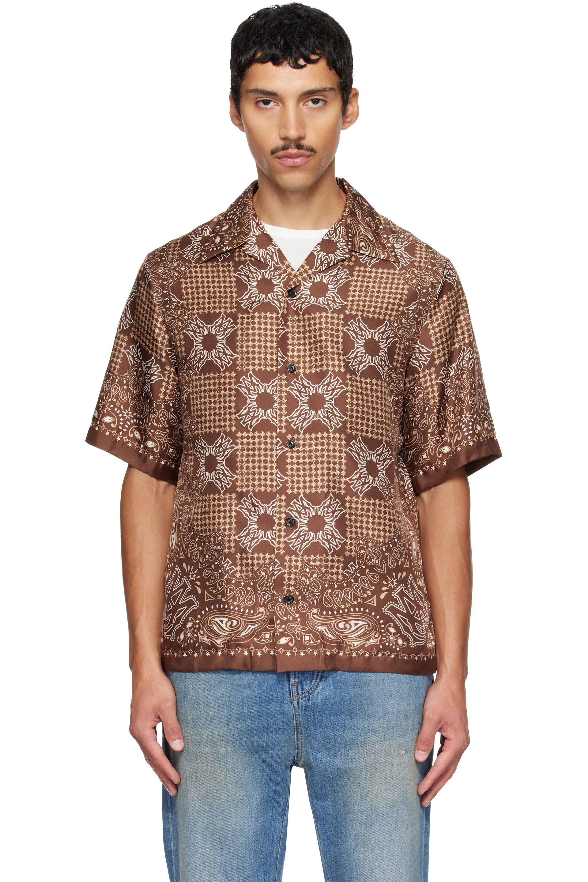 AMIRI - Brown MA Check Camp Shirt