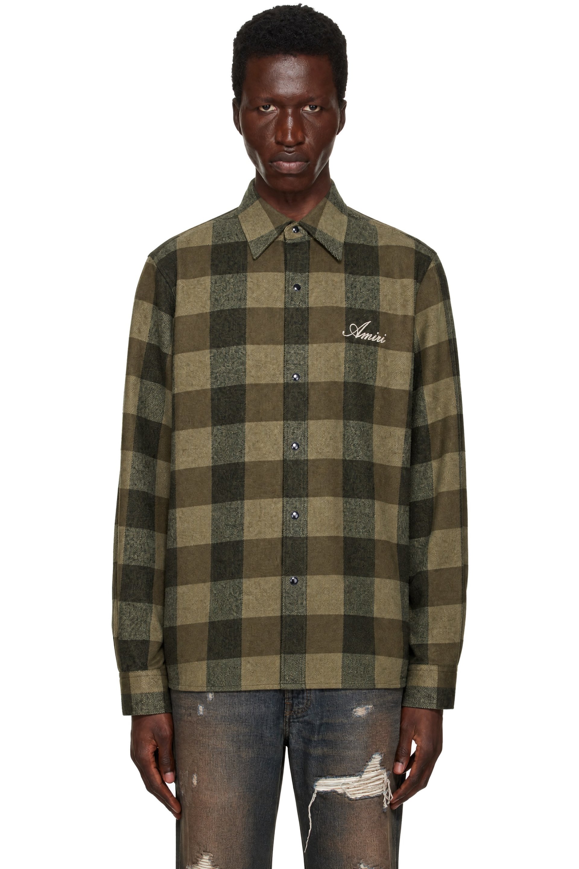 AMIRI - Green Oversized Heavy Flannel Shirt