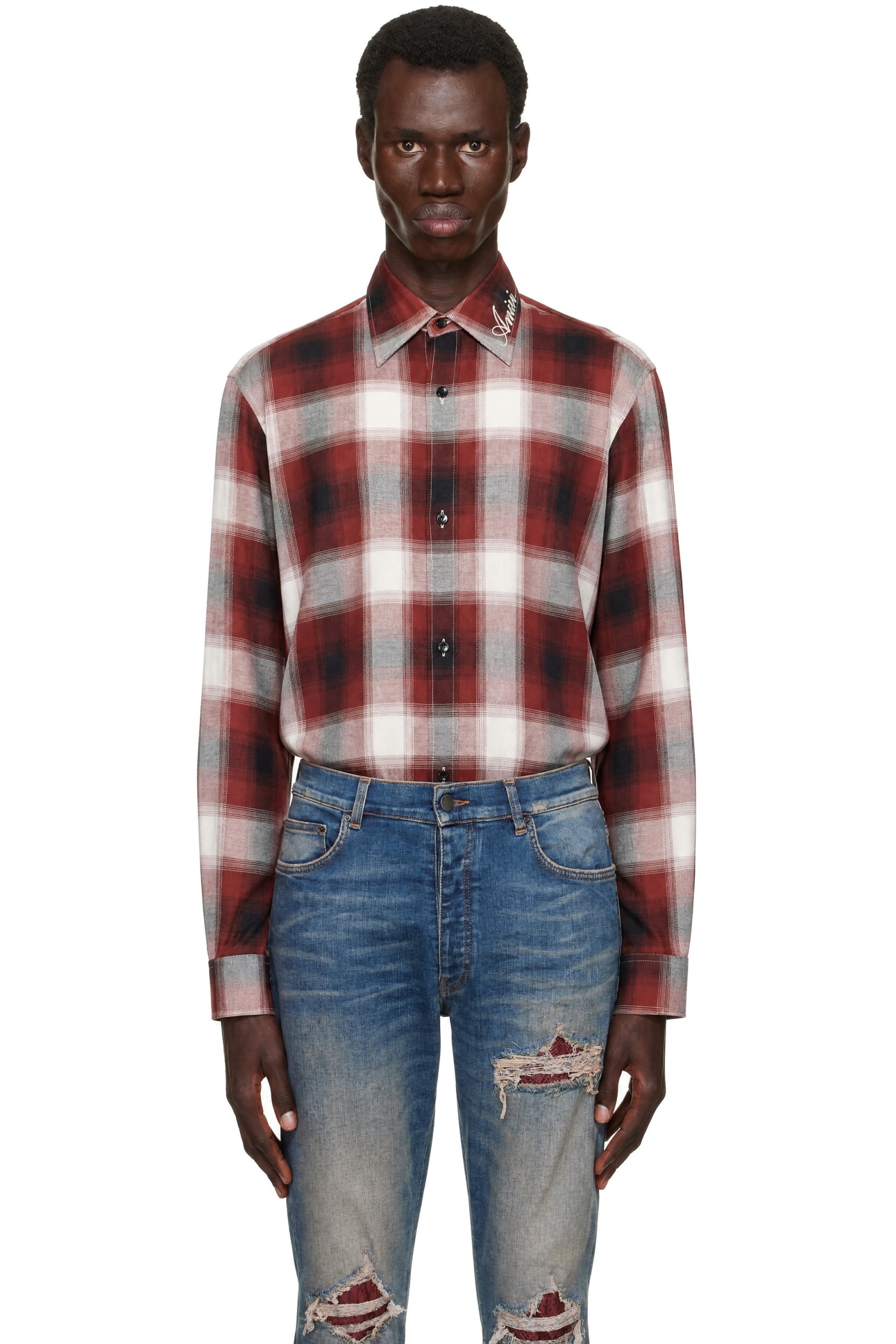 AMIRI - Red & Black Oversized Flannel Shirt