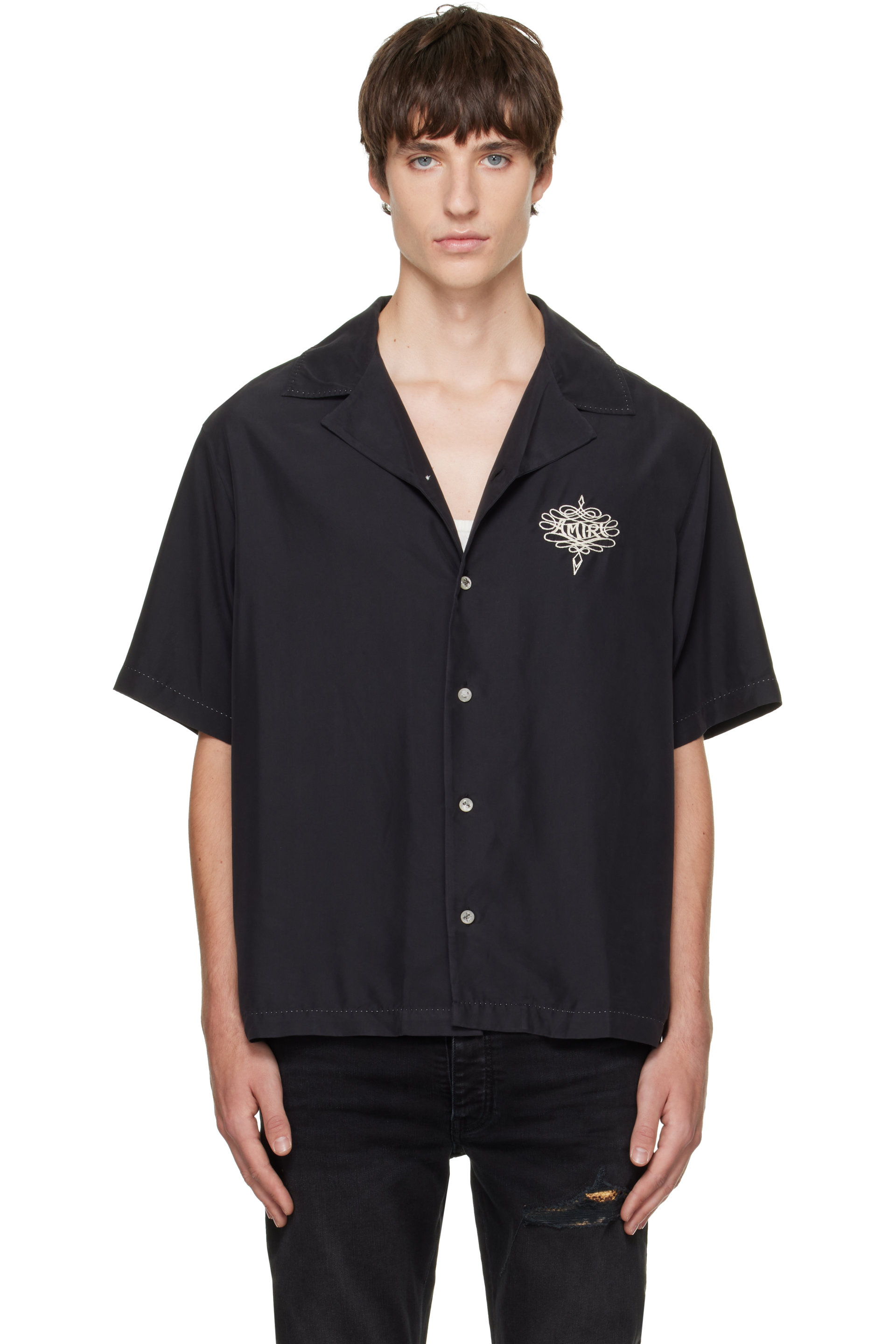 AMIRI - Black 'AMIRI' Lasso Oversized Camp Shirt