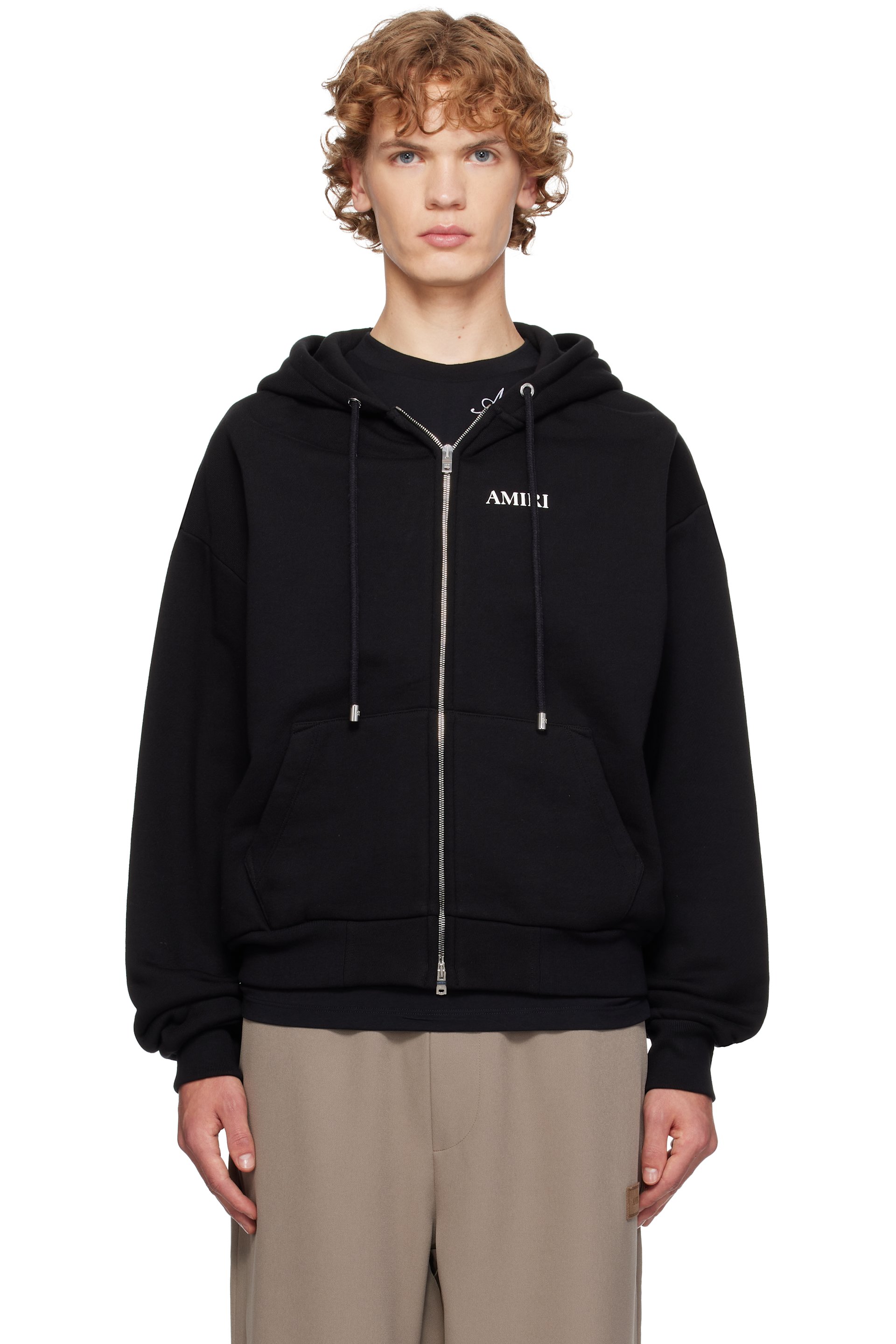 AMIRI - Black Relaxed Zip-Up Hoodie