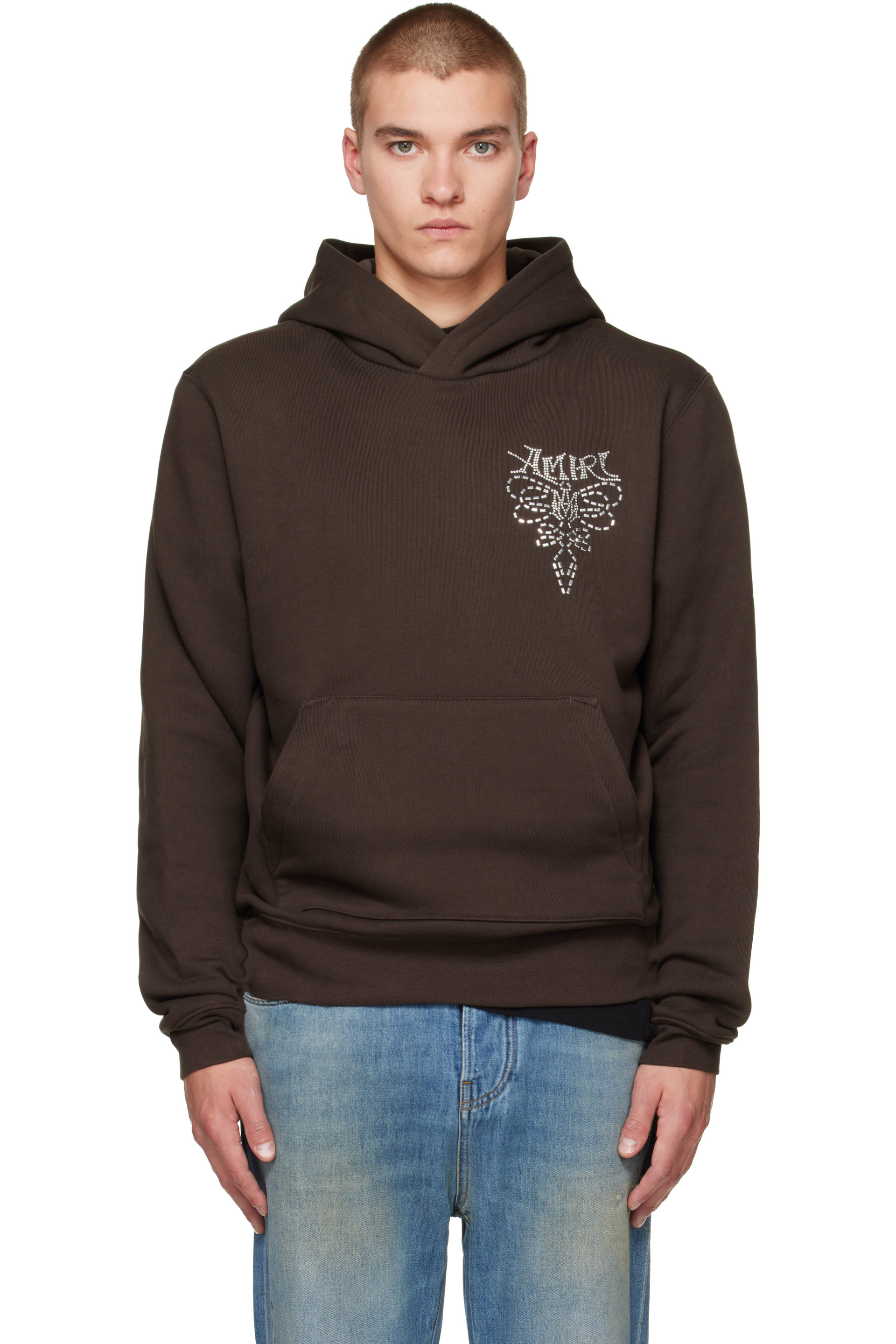 AMIRI - Brown 'Amiri' Lasso Embroidered Hoodie