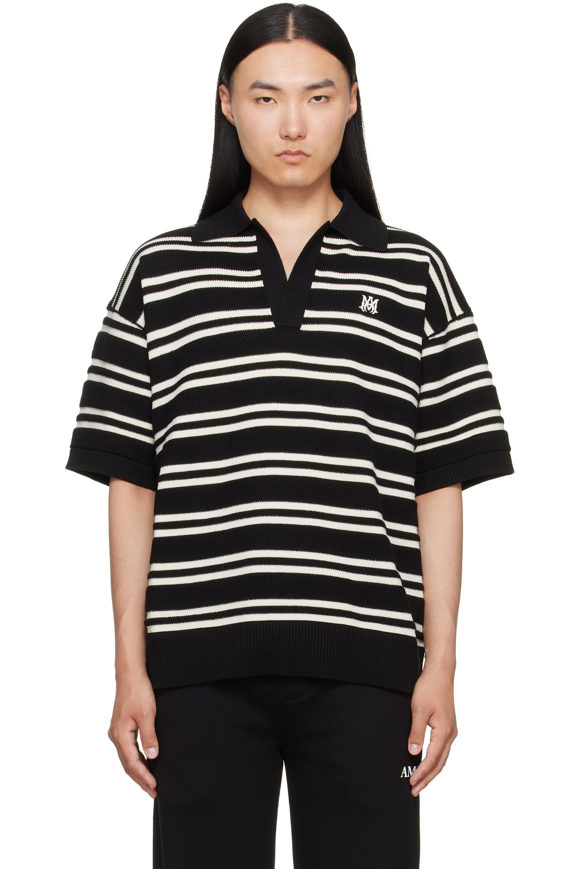 AMIRI - 黑色 & 白色 MA Stripe Polo 衫